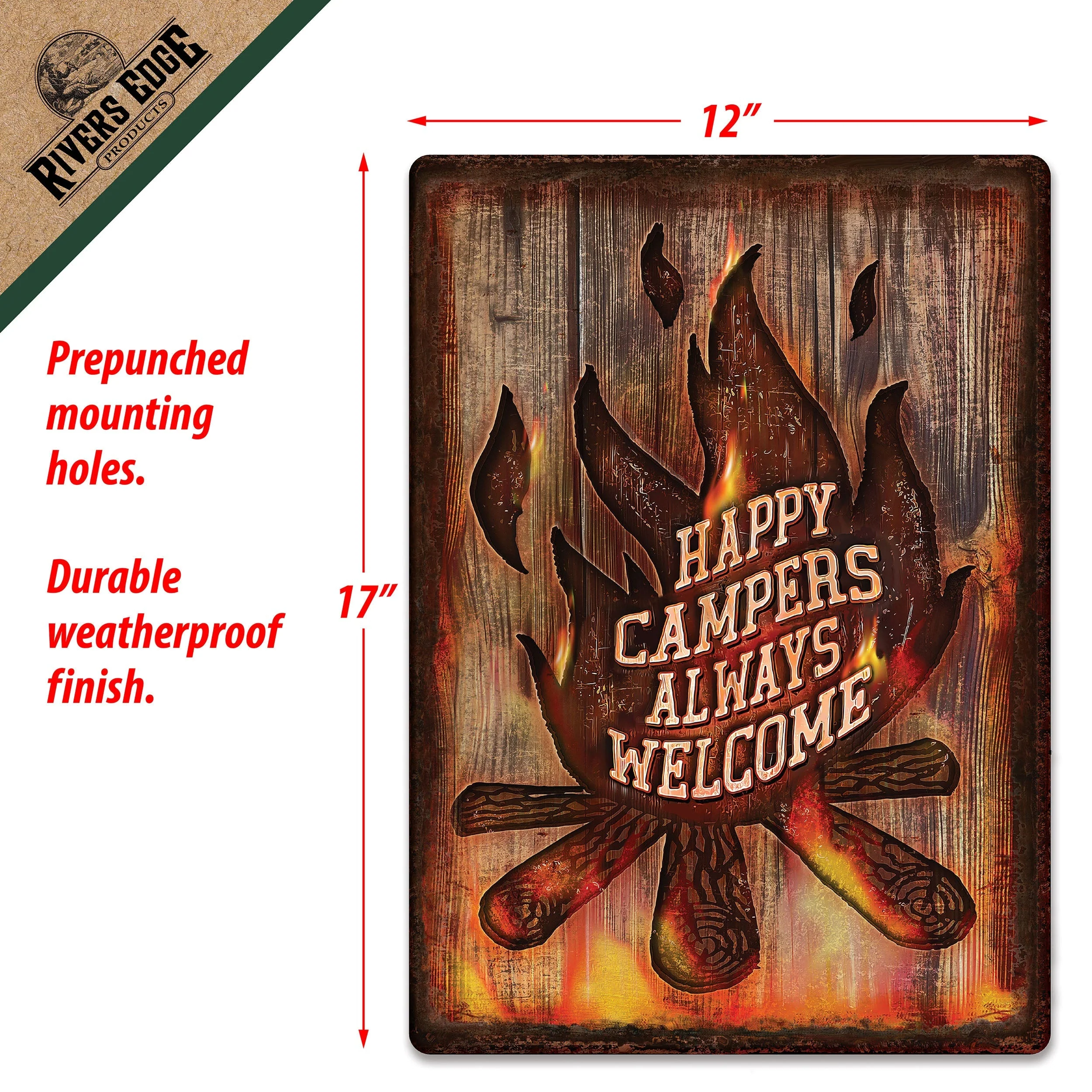 Tin Sign 12in x 17in-Campers Welcome - Image 3