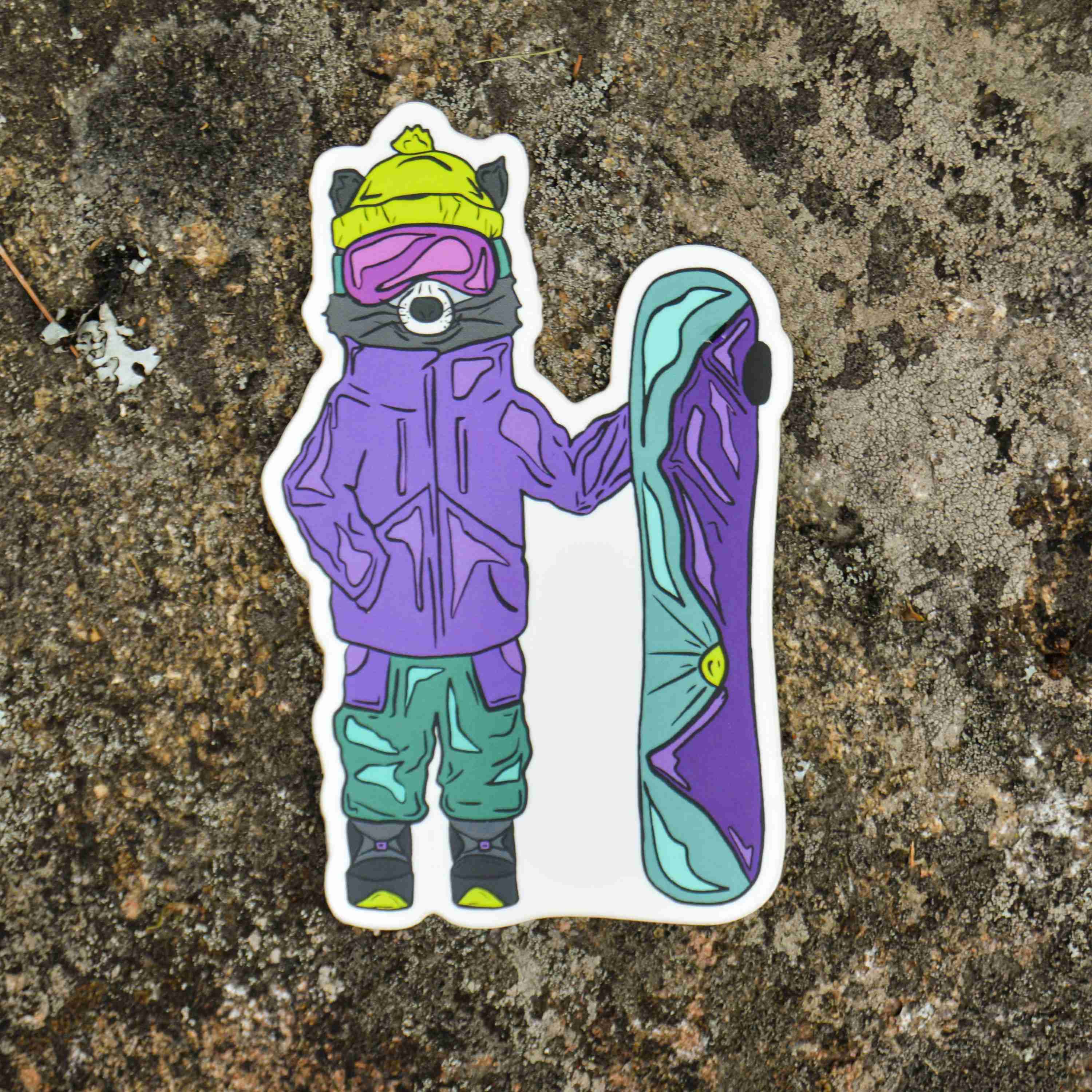 Snowboarding Raccoon Sticker - Image 2