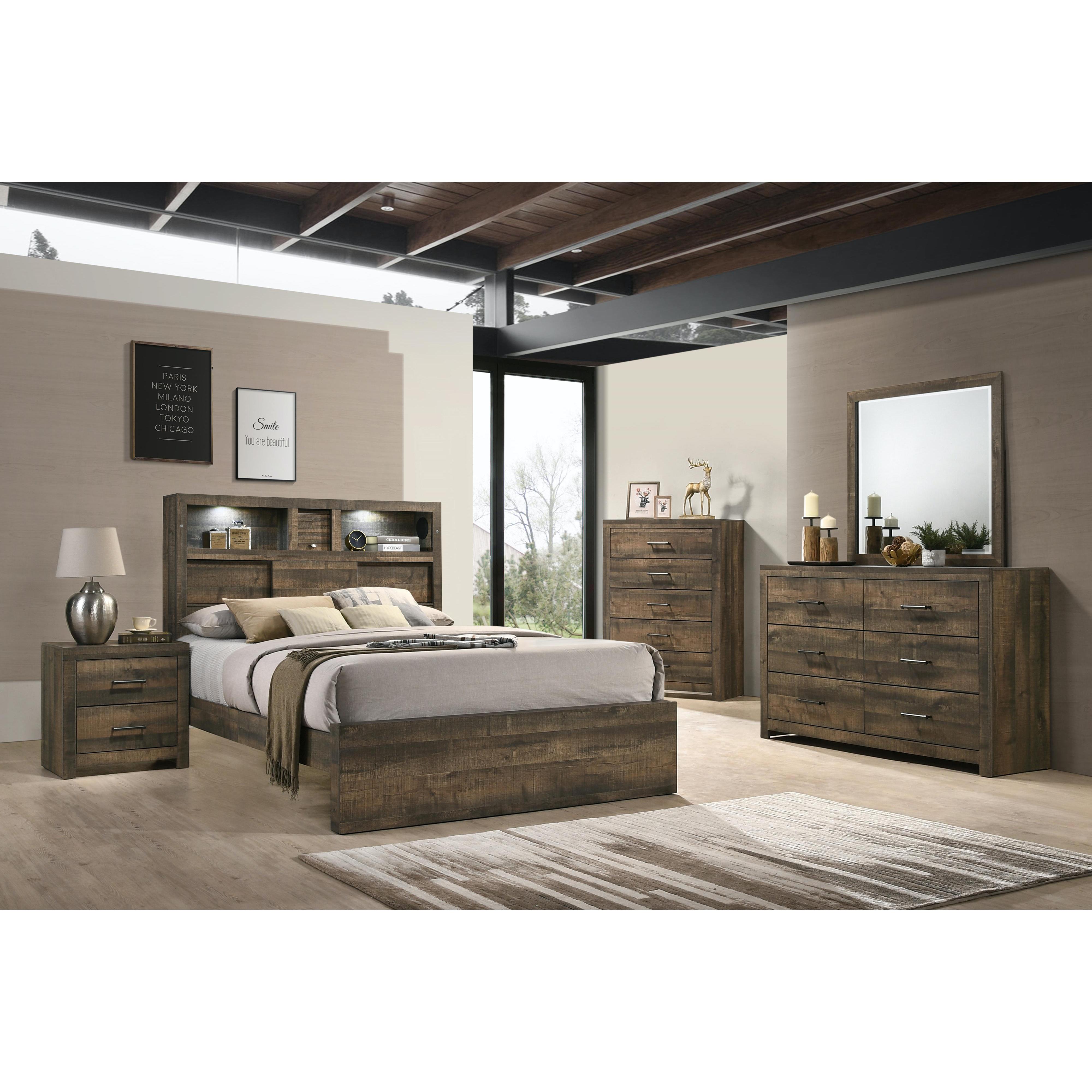 Elements International Bailey BY500 5 pc Queen Bookcase Bedroom Set - Image 2