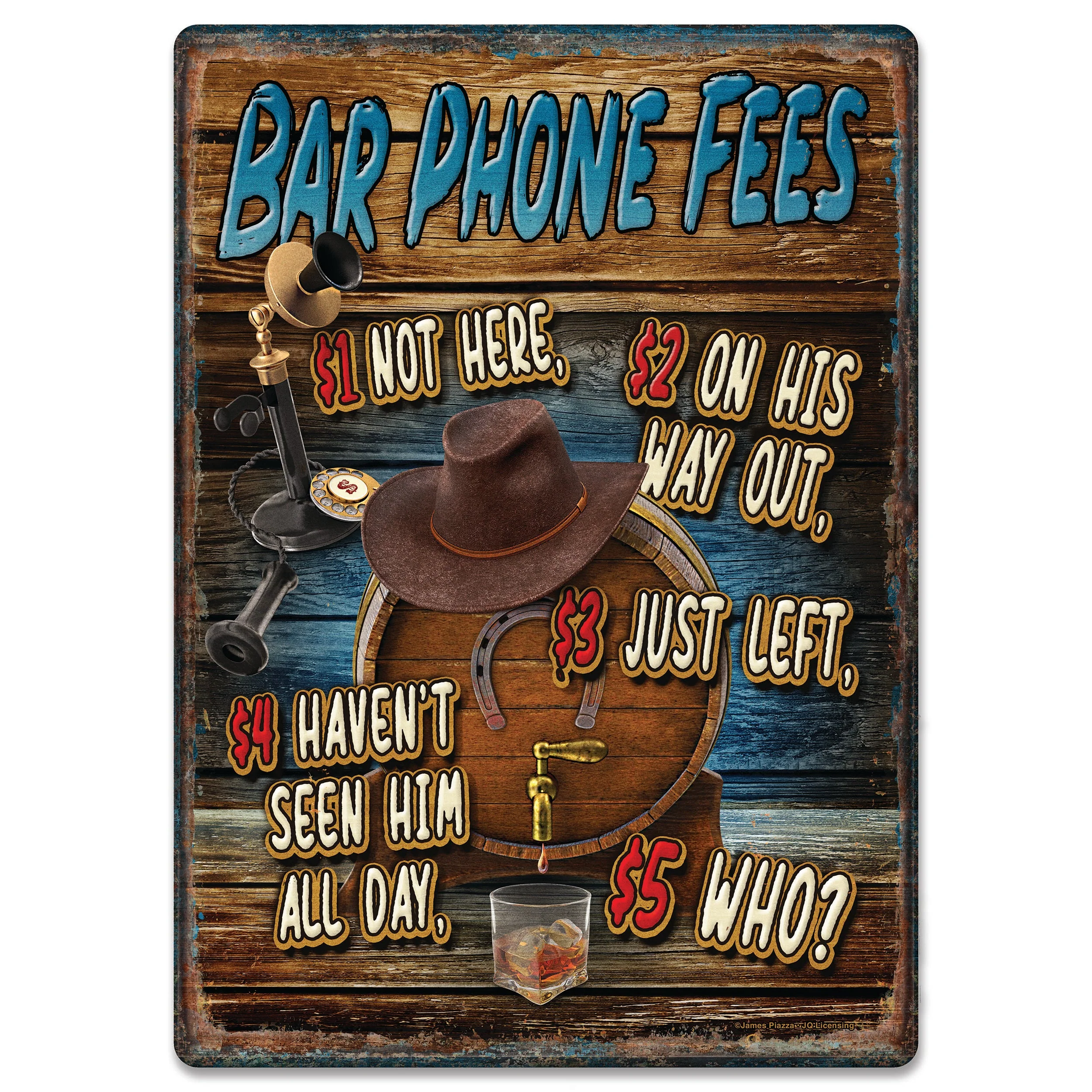 Tin Sign 12in x 17in-Bar Phone Fees