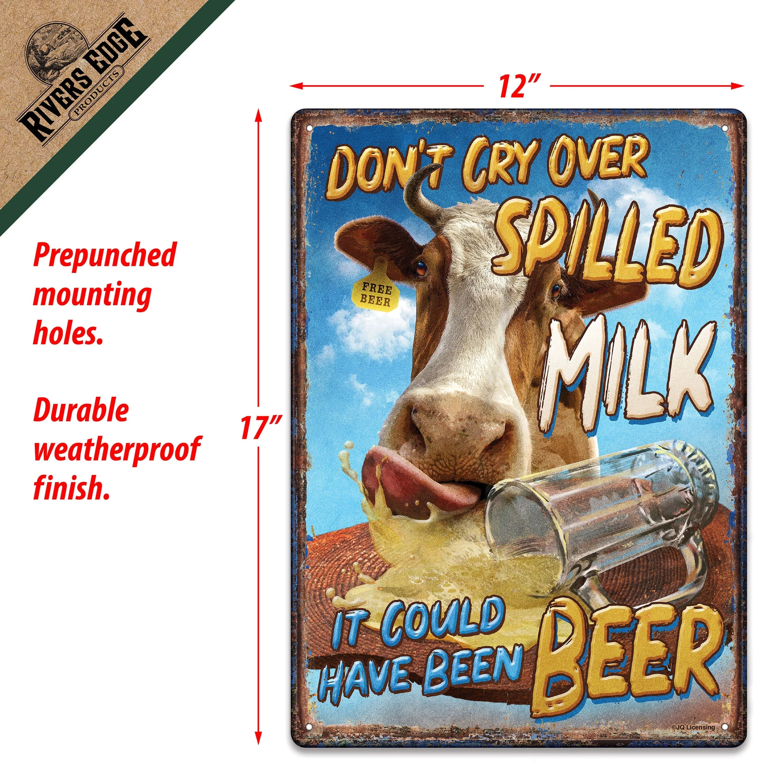 Metal Tin Signs, Funny, Vintage, Personalized 12-Inch x 17-Inch - Milk Beer - Image 3