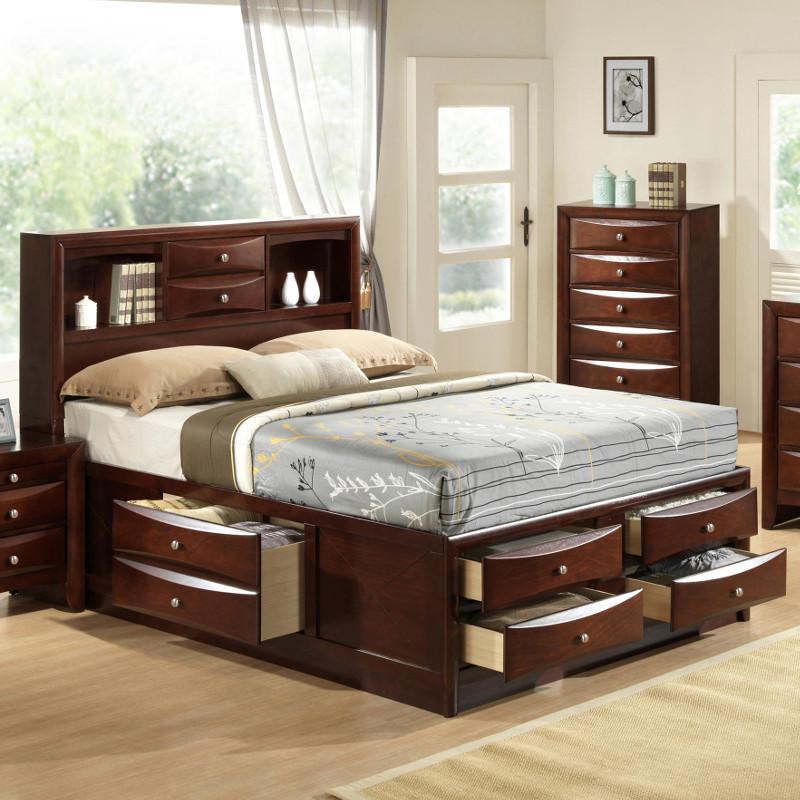 Crown Mark Emily King Bed with Storage B4255-K-HBFB/B4255-K-RAIL/B4255-K-DRW-L/B4255-K-DRW-R - Image 1