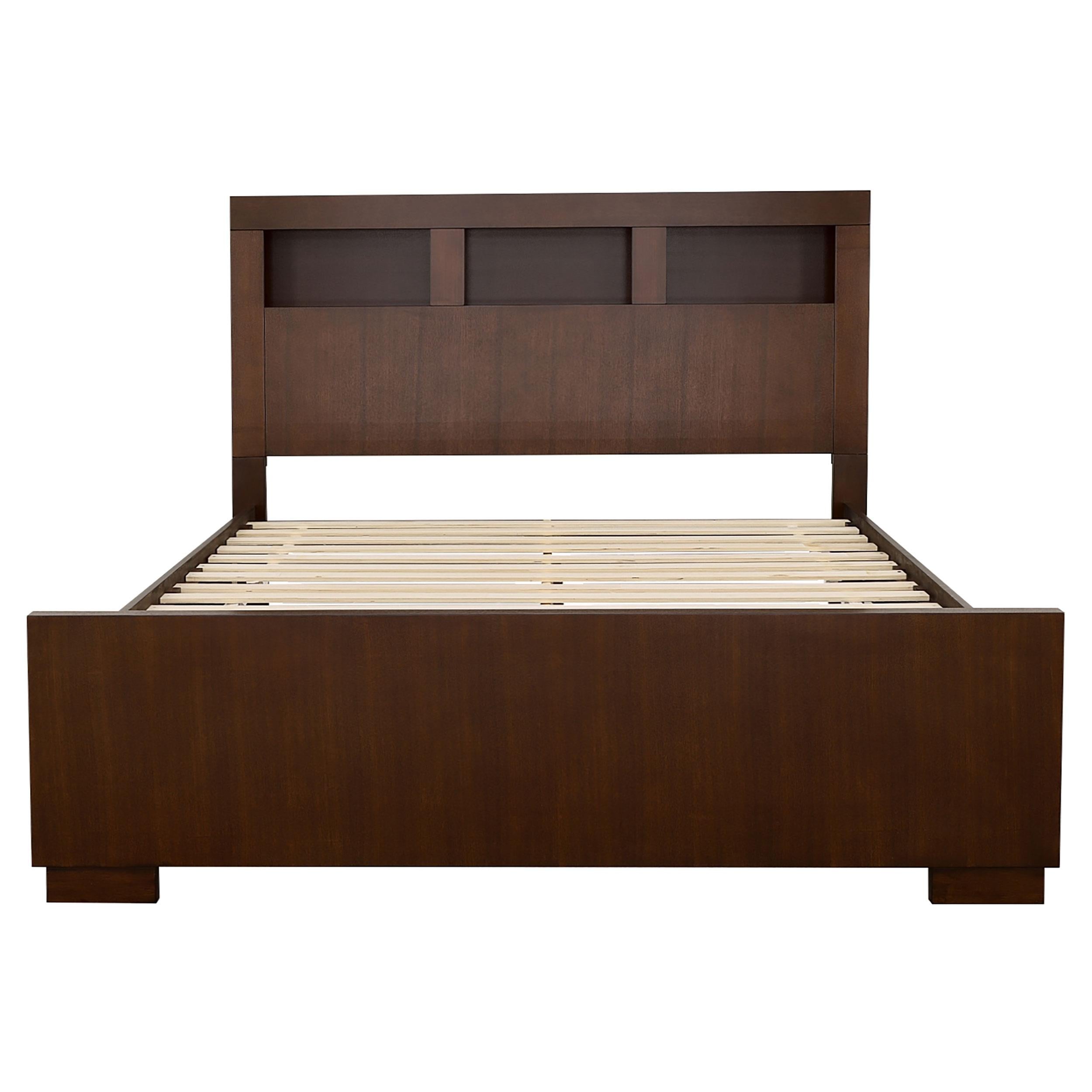 Coaster Furniture Jessica 200719Q Wood Queen LED Storage Bookcase Bed - Cappuccino - Image 2
