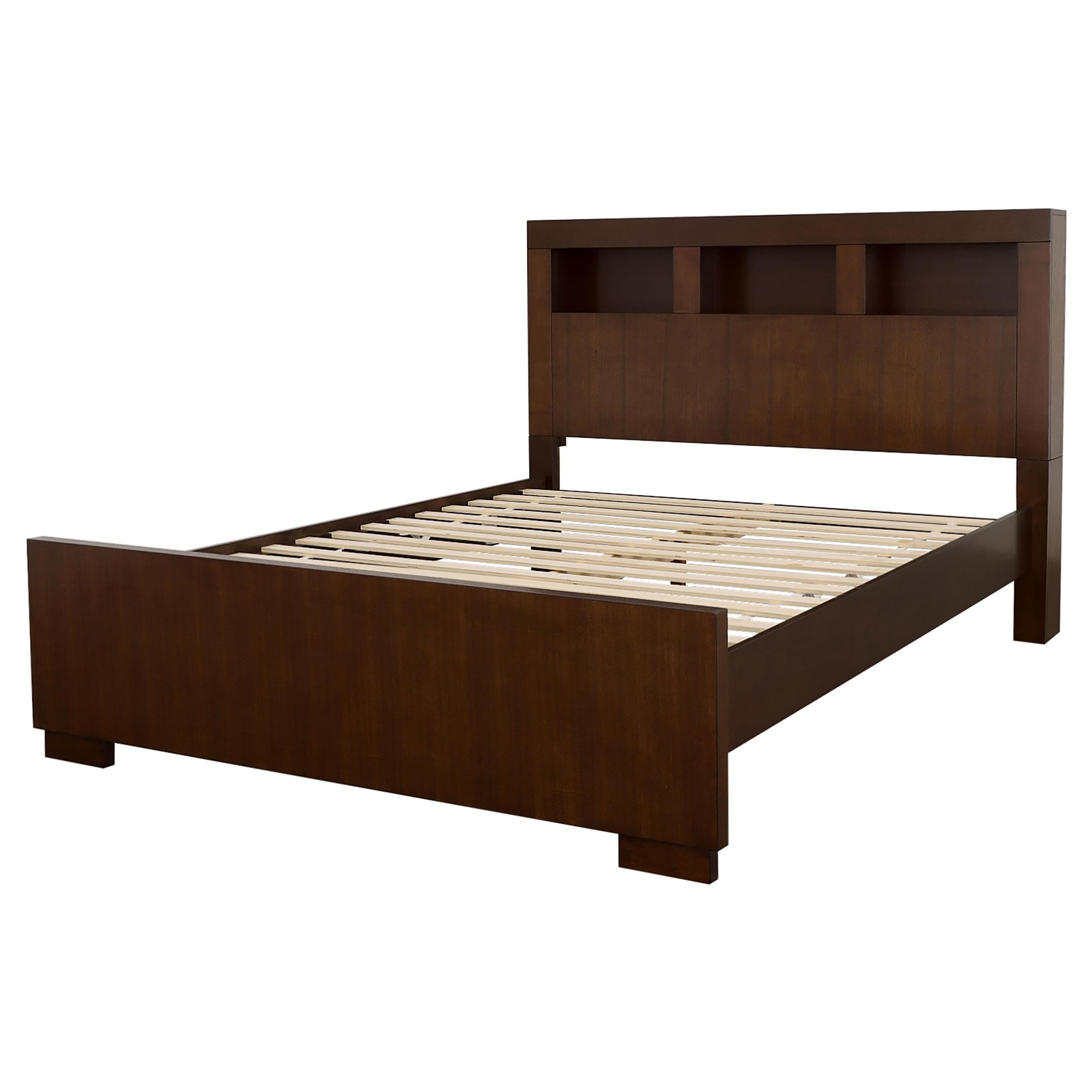 Coaster Furniture Jessica 200719Q Wood Queen LED Storage Bookcase Bed - Cappuccino - Image 3