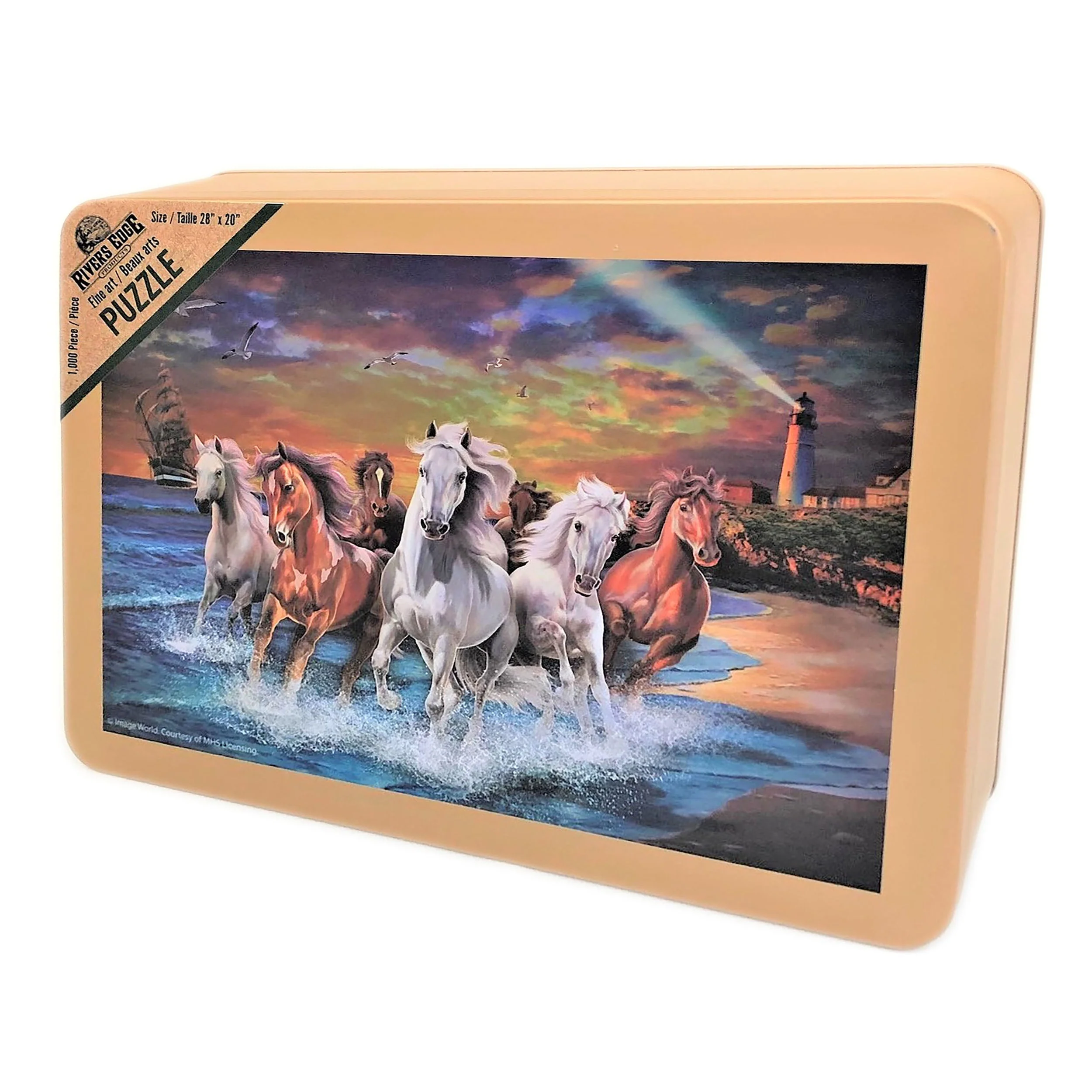 Puzzle in Tin 1000-Piece-Horses on Seashore - Image 2