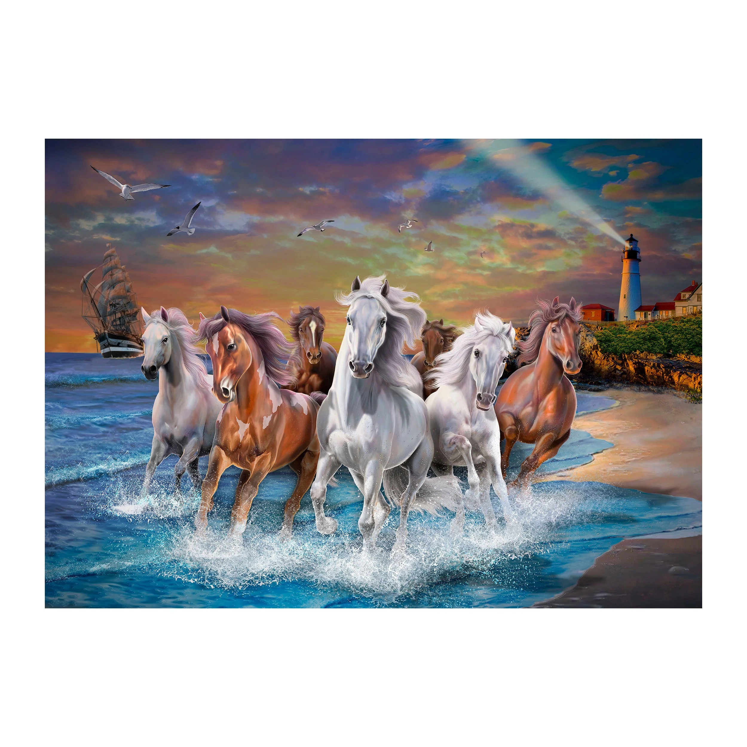 Puzzle in Tin 1000-Piece-Horses on Seashore