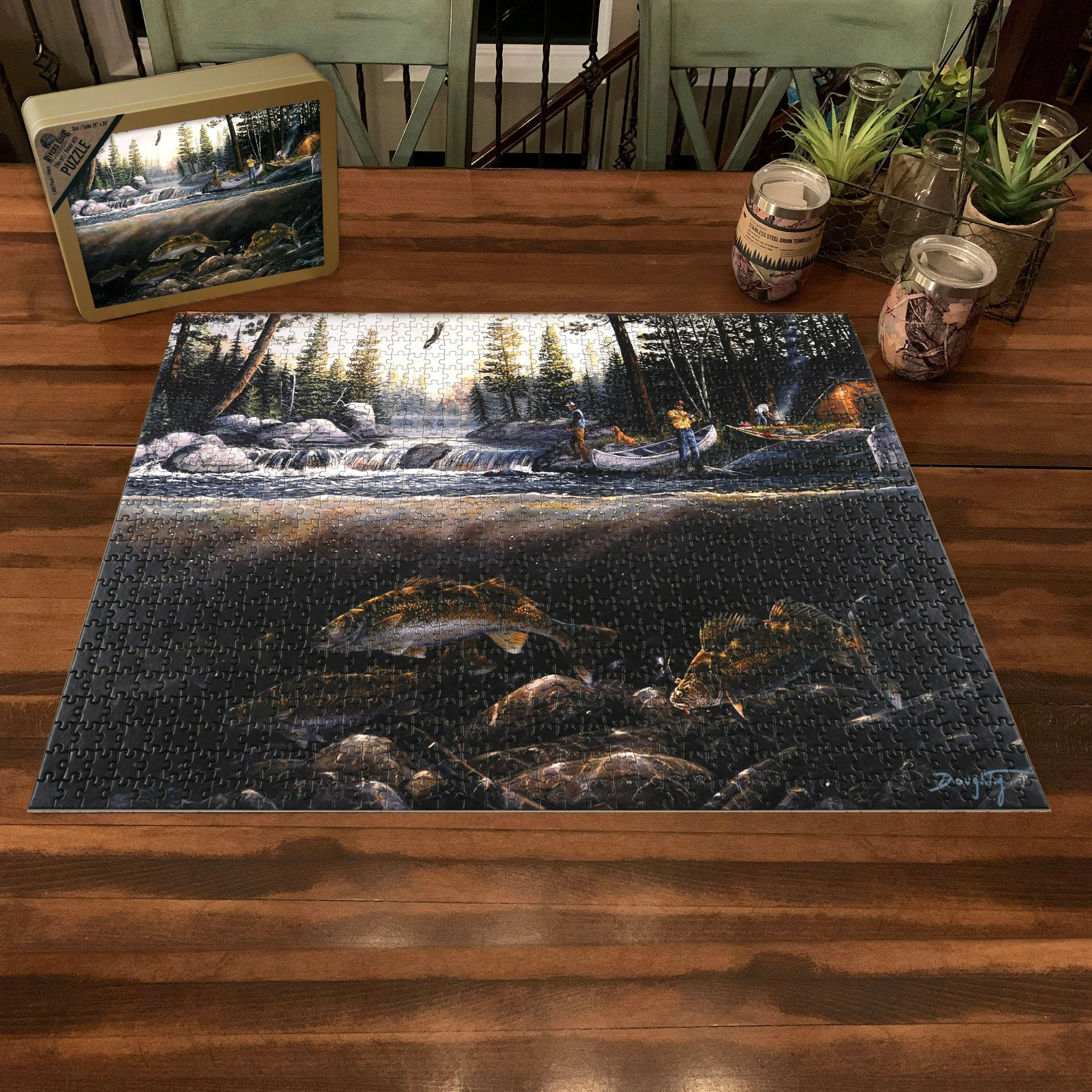 Puzzle in Tin 1000-Piece-Fishing the Falls - Image 3