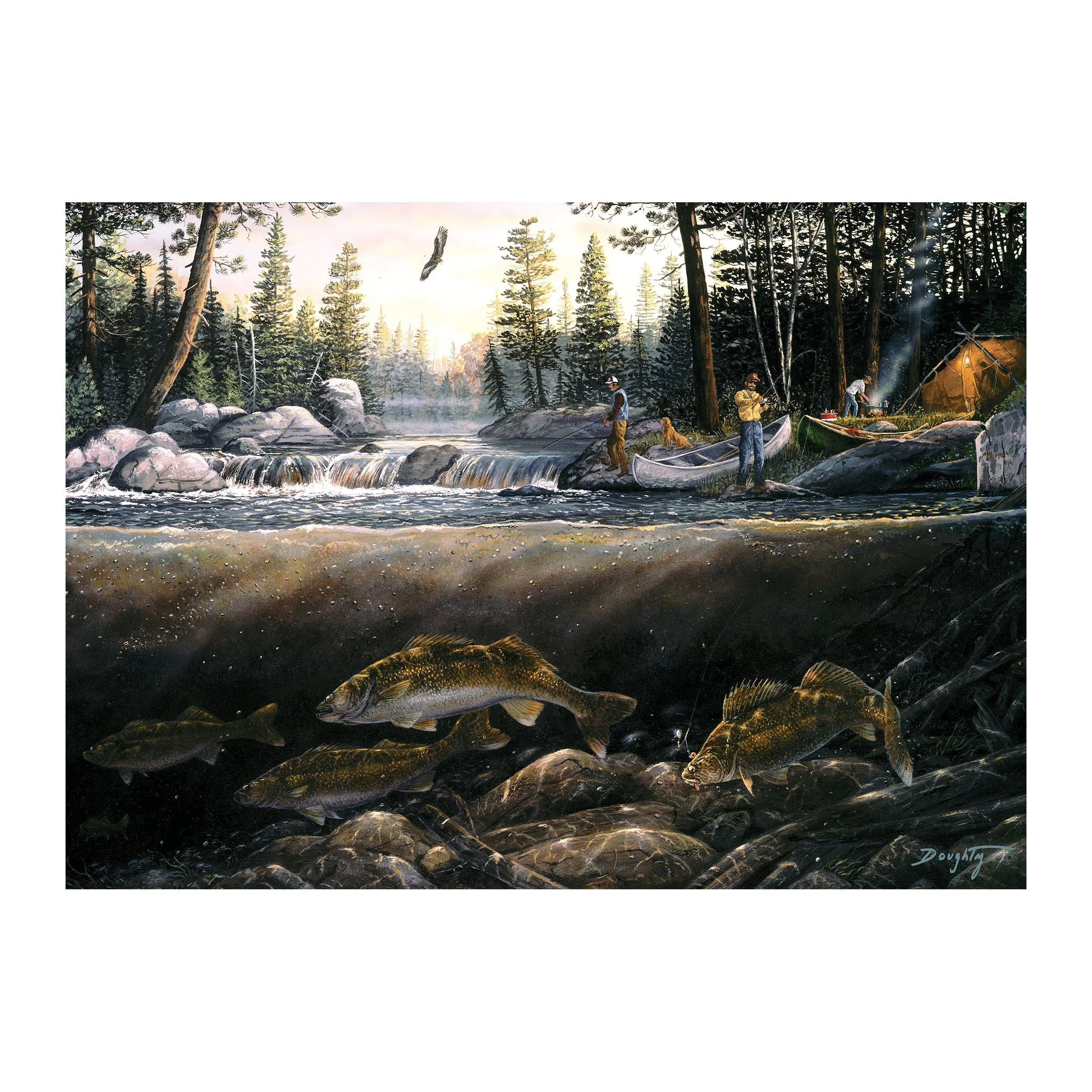Puzzle in Tin 1000-Piece-Fishing the Falls - Image 2