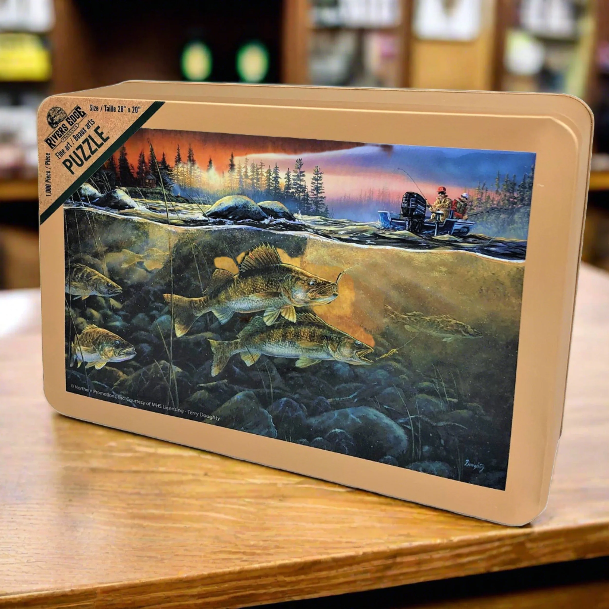 Puzzle in Tin 1000-Piece-Walleye on the Rocks - Image 2