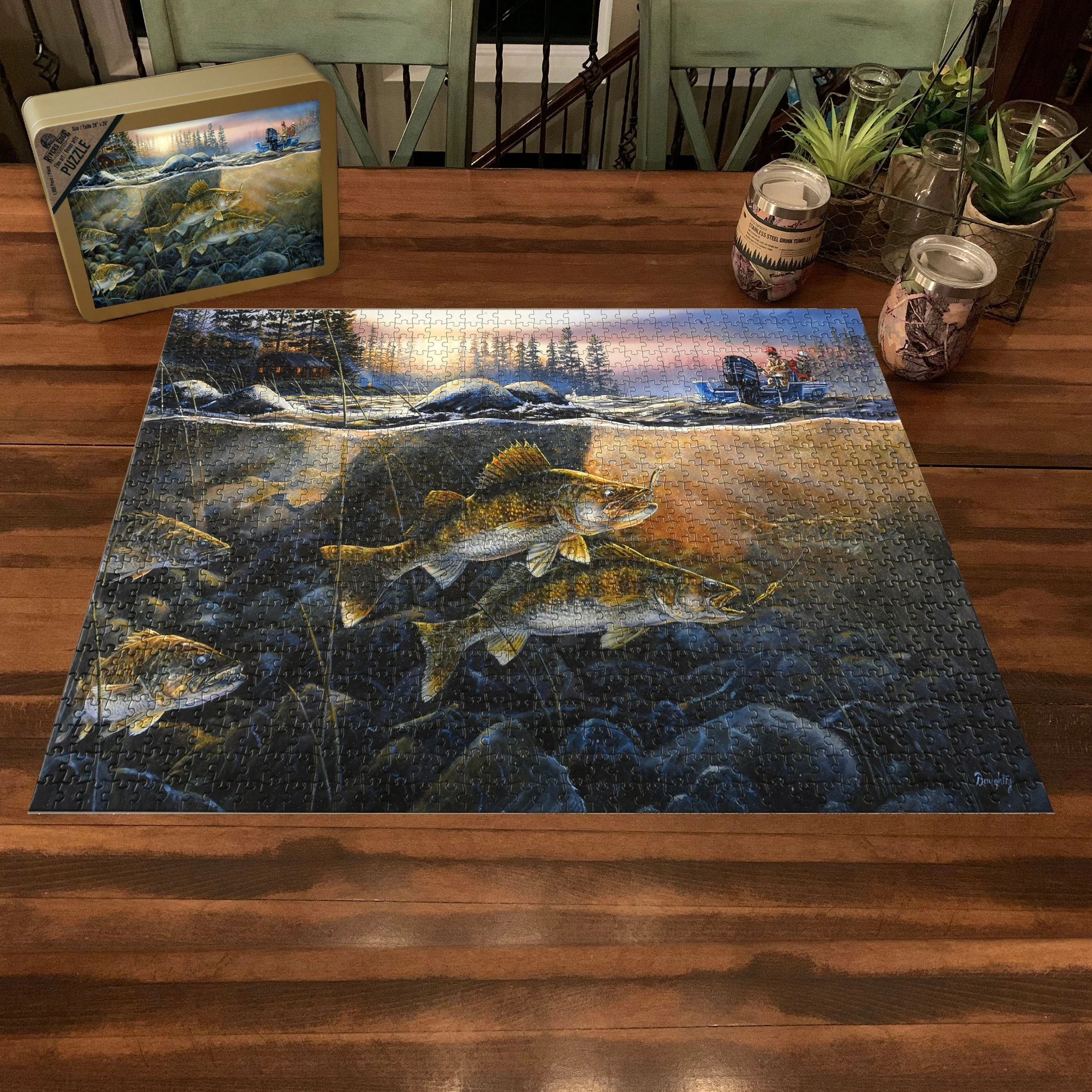 Puzzle in Tin 1000-Piece-Walleye on the Rocks - Image 3