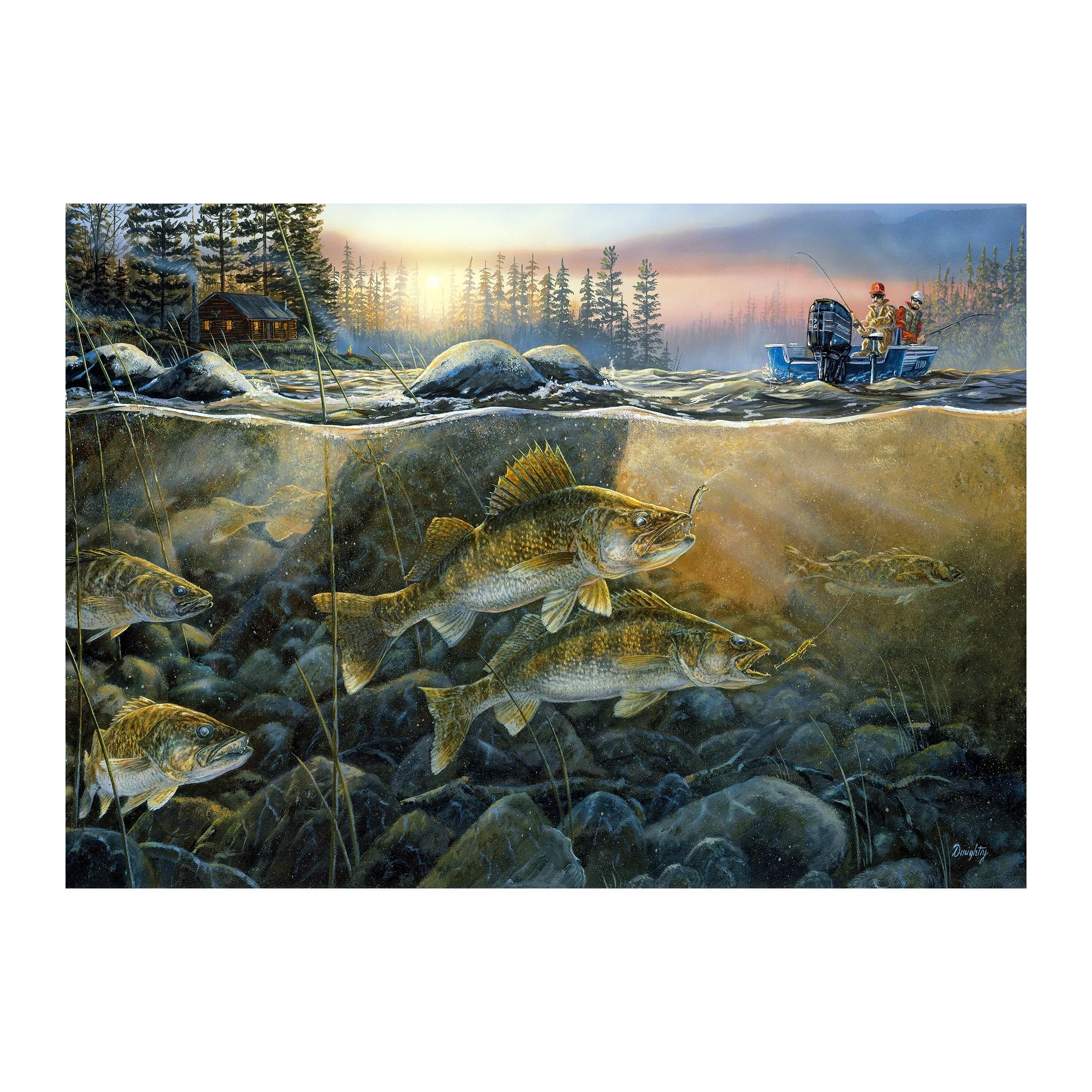 Puzzle in Tin 1000-Piece-Walleye on the Rocks