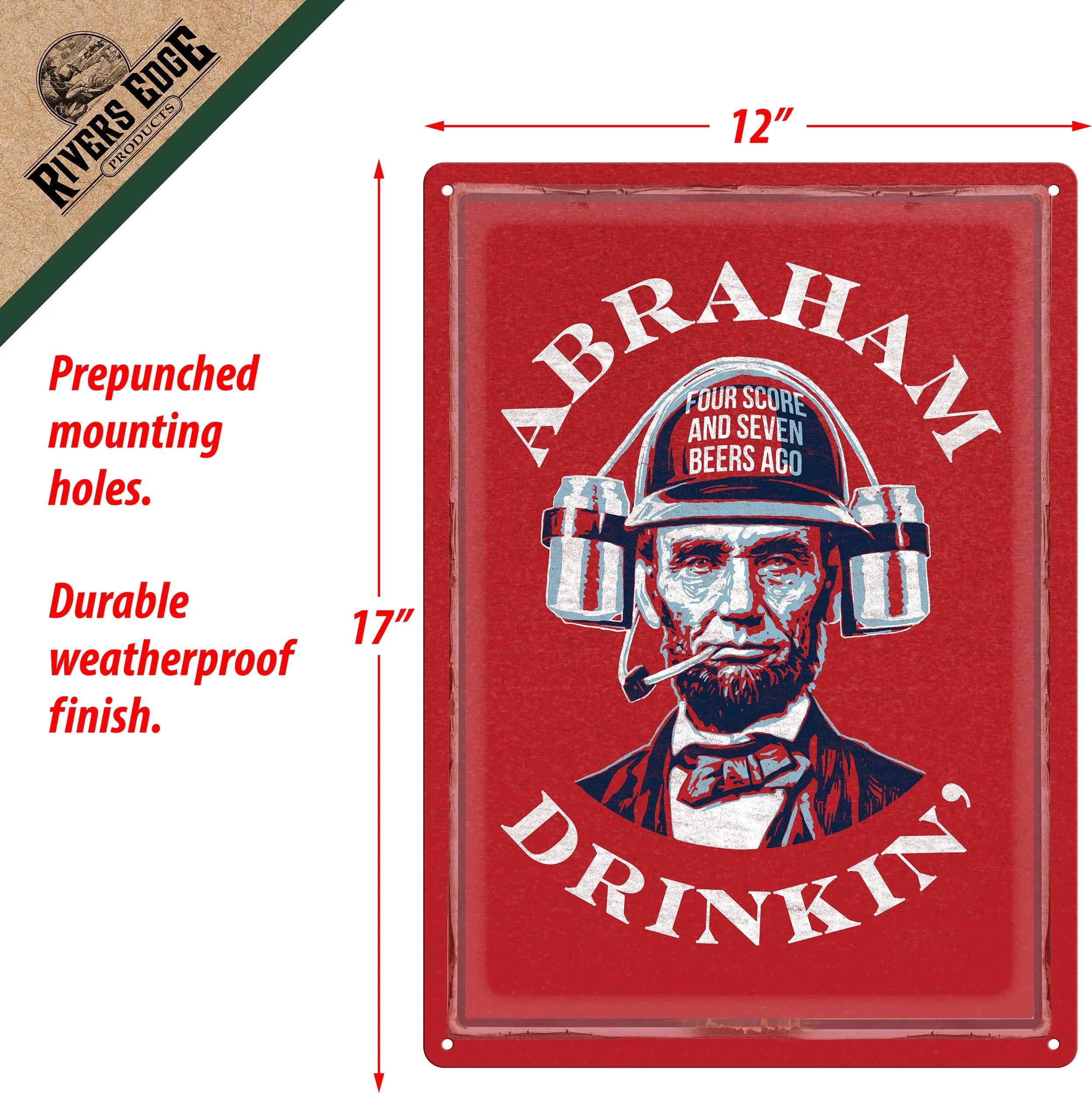 Tin Sign 12in x 17in-Abraham Drinkin - Image 2