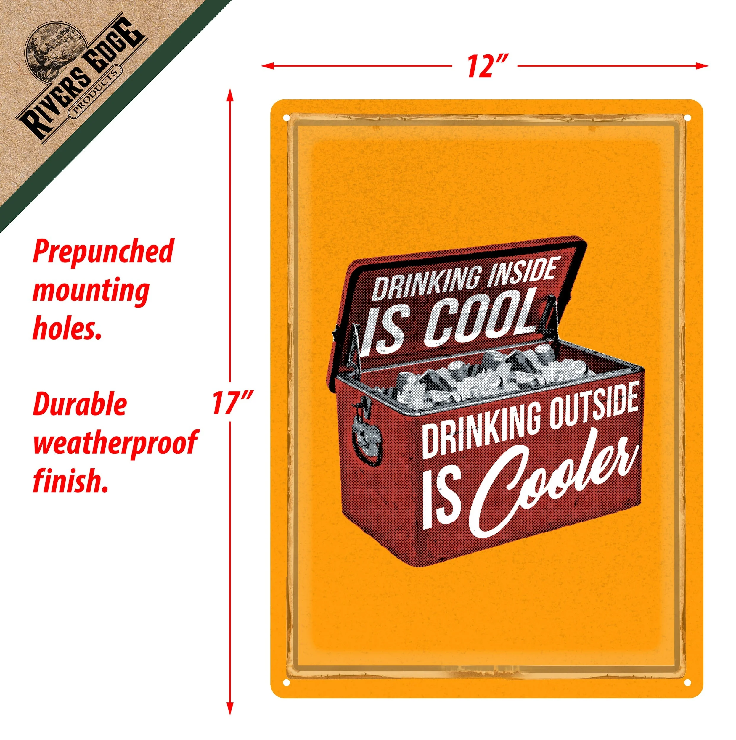 Tin Sign 12in x 17in-Drinking Inside Is Cool - Image 2