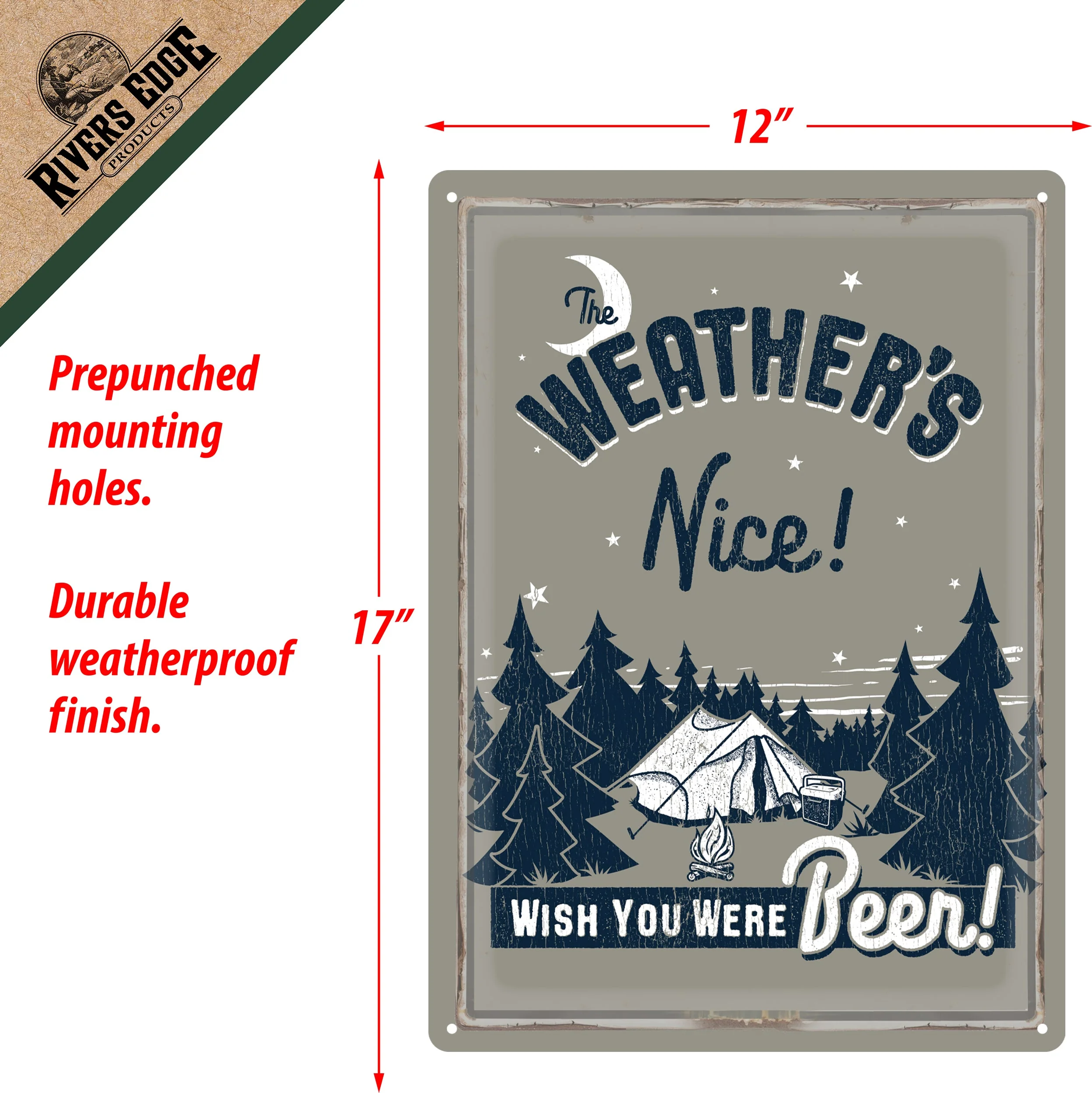 Tin Sign 12in x 17in-Wish You Were Beer - Image 2