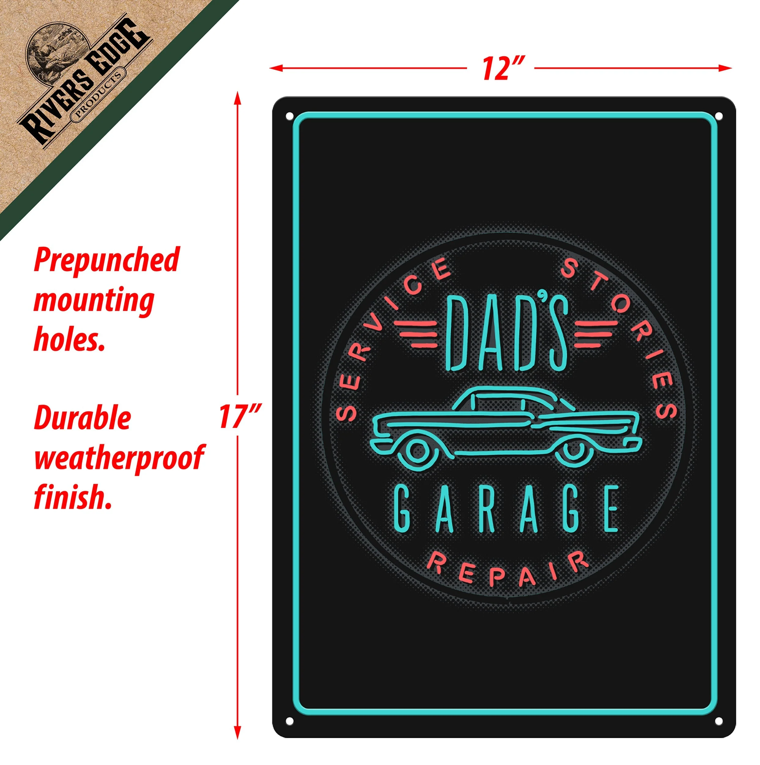 Tin Sign 12in x 17in-Dads Garage - Image 2