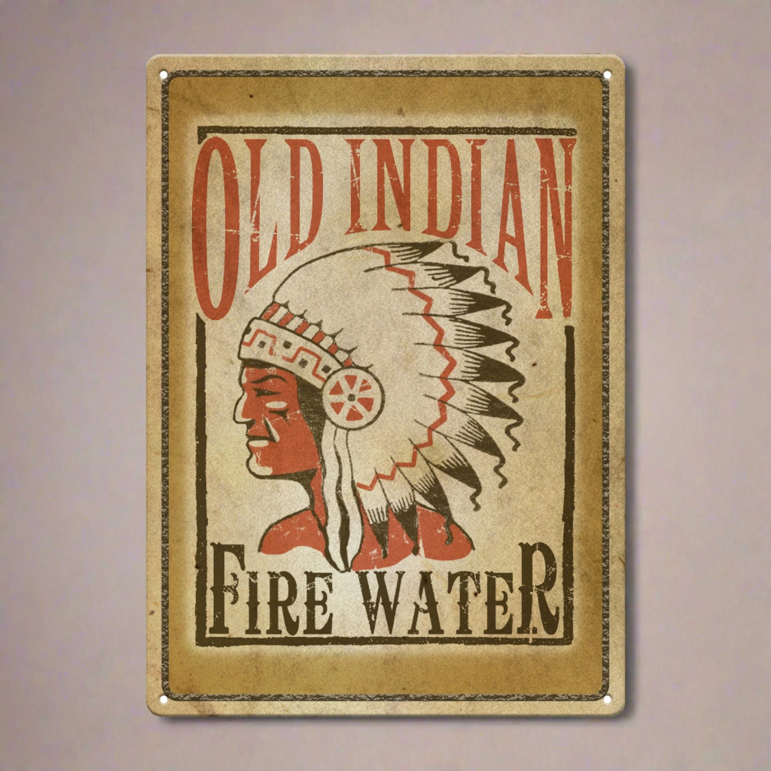 Tin Sign 12in x 17in-Old Indian Fire Water - Image 1