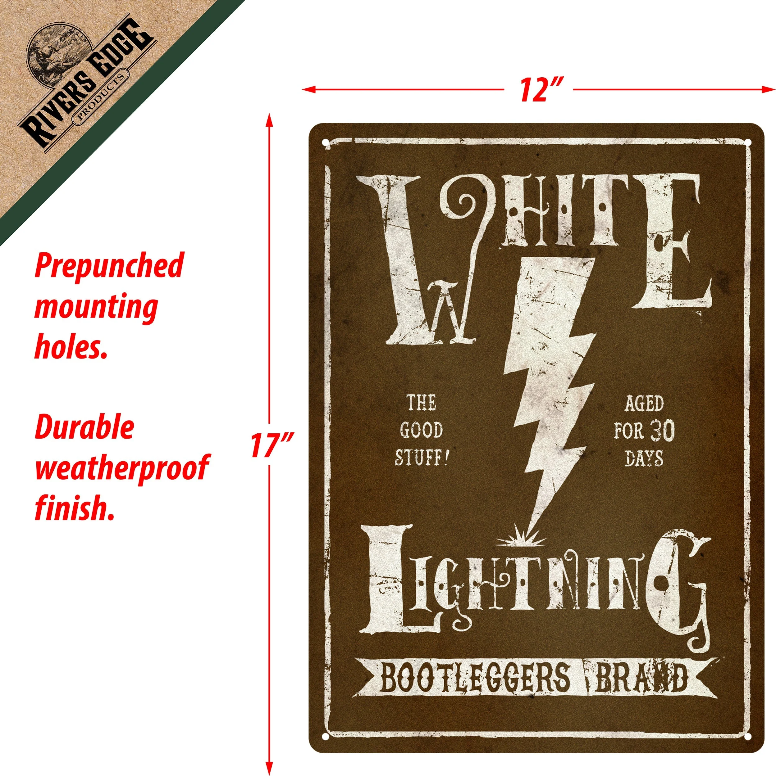 Tin Sign 12in x 17in-White Lightning - Image 2