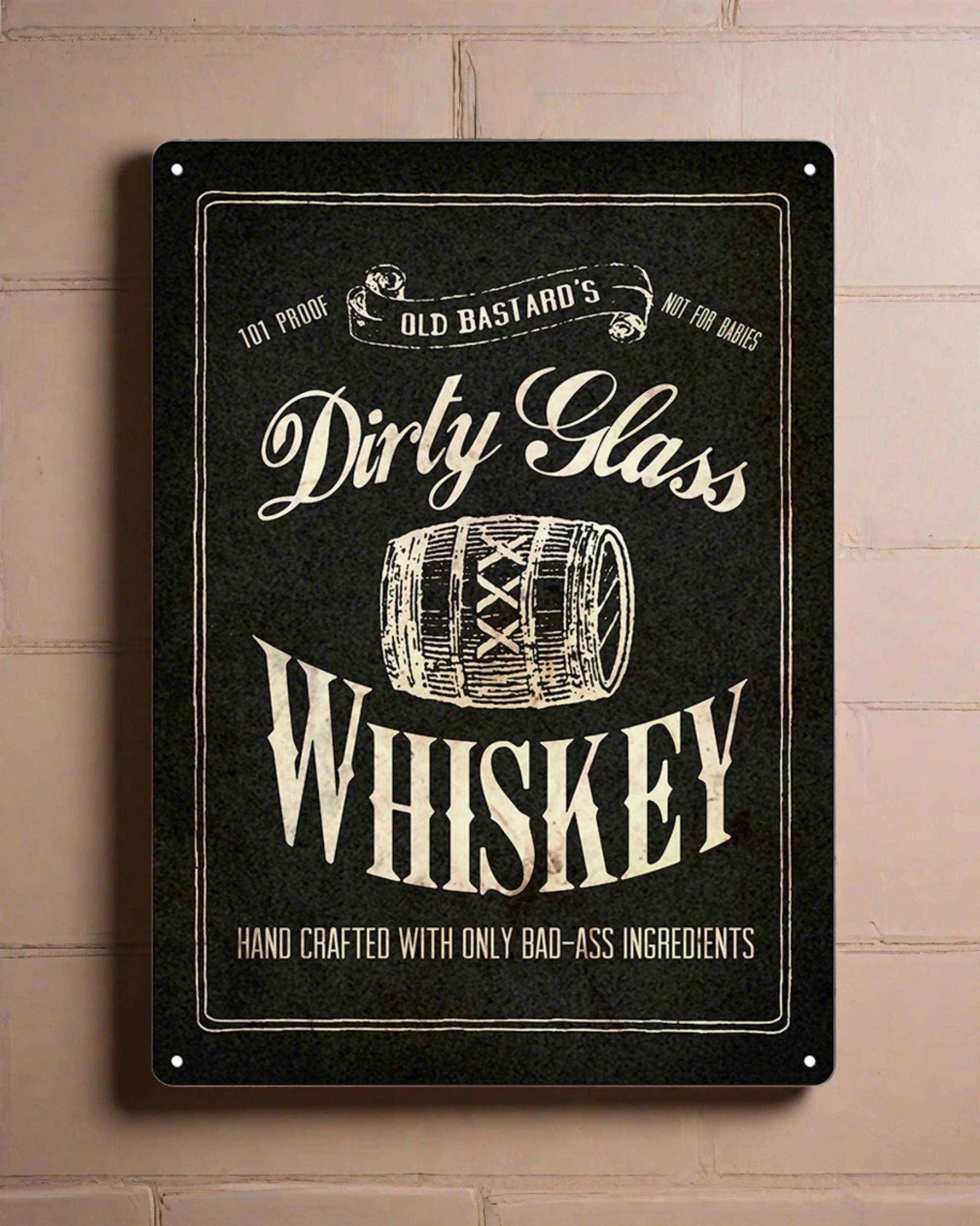 Tin Sign 12in x 17in-Dirty Glass Whiskey - Image 1