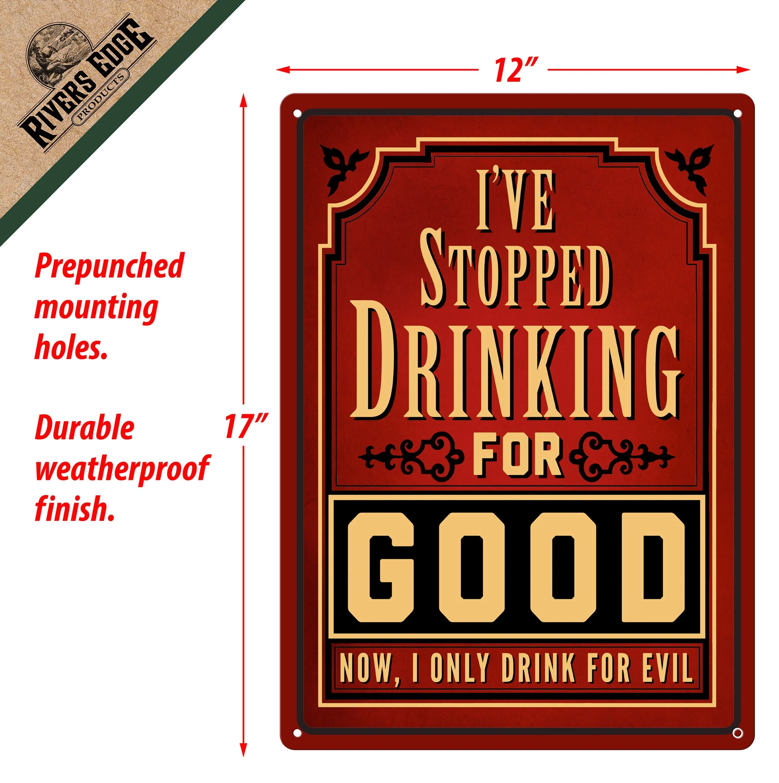 Tin Sign 12in x 17in-I Stopped Drinking For Good - Image 2