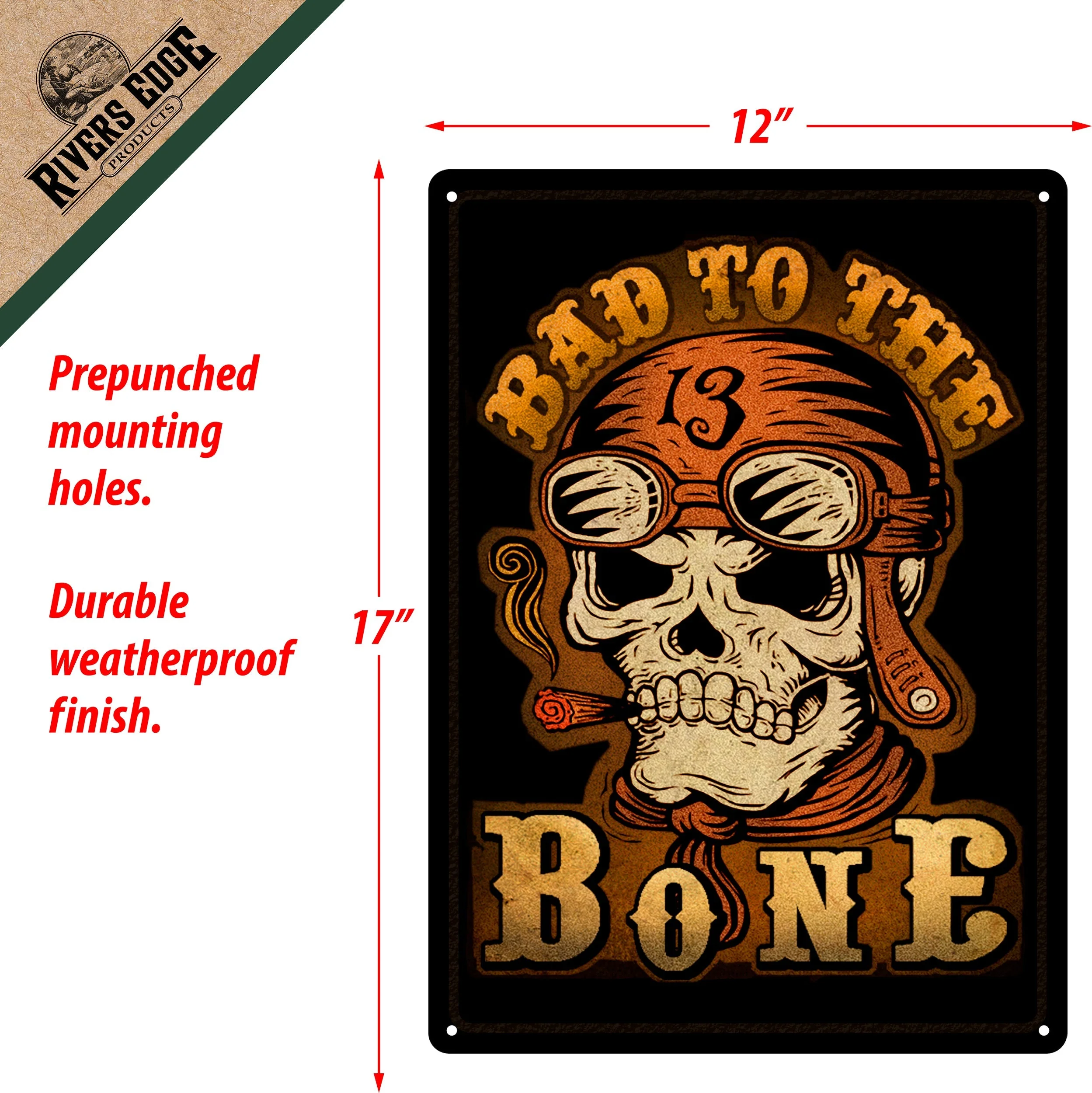 Tin Sign 12in x 17in-Bad to the Bone - Image 2