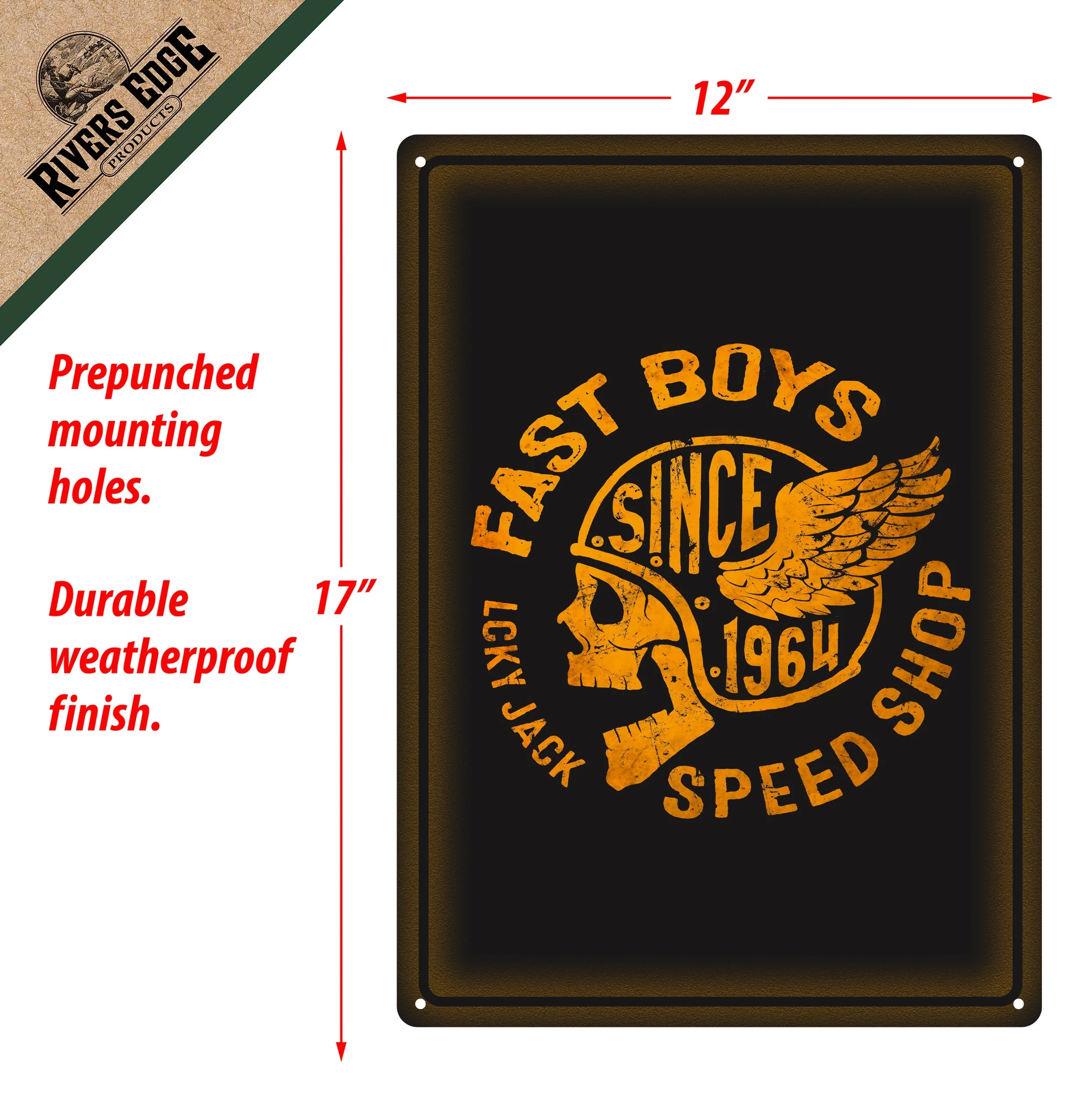 Tin Sign 12in x 17in-Fast Boys Speed Shop - Image 2