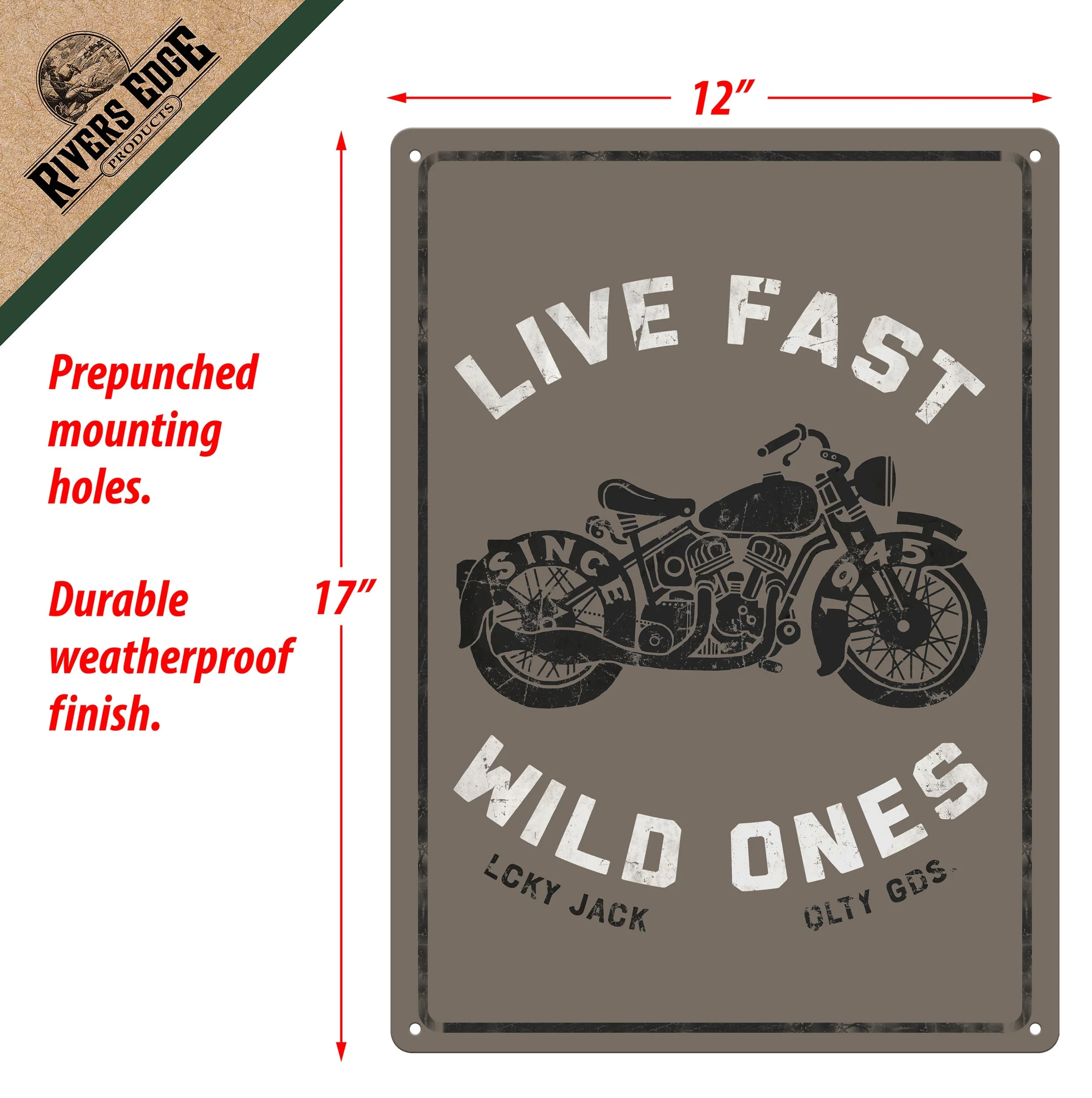Tin Sign 12in x 17in-Live Fast Wild Ones - Image 2