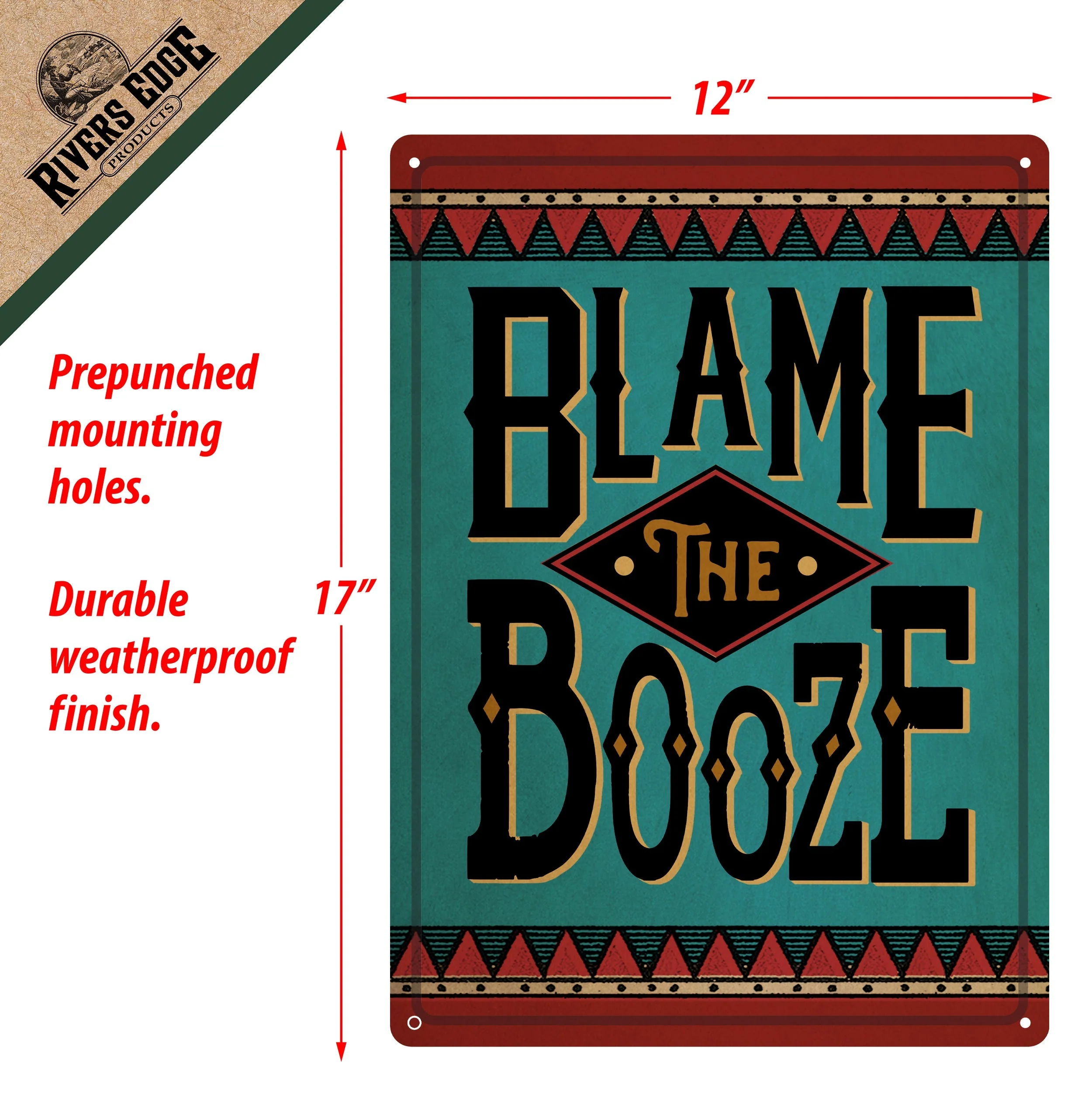 Tin Sign 12in x 17in-Blame the Booze - Image 2