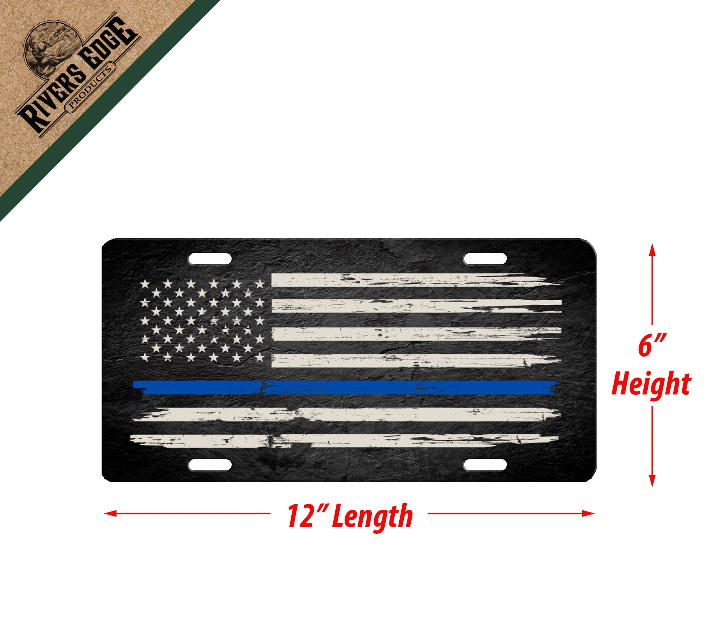 Vanity License Plate 12in x 6in-Thin Blue Line Flag - Image 2