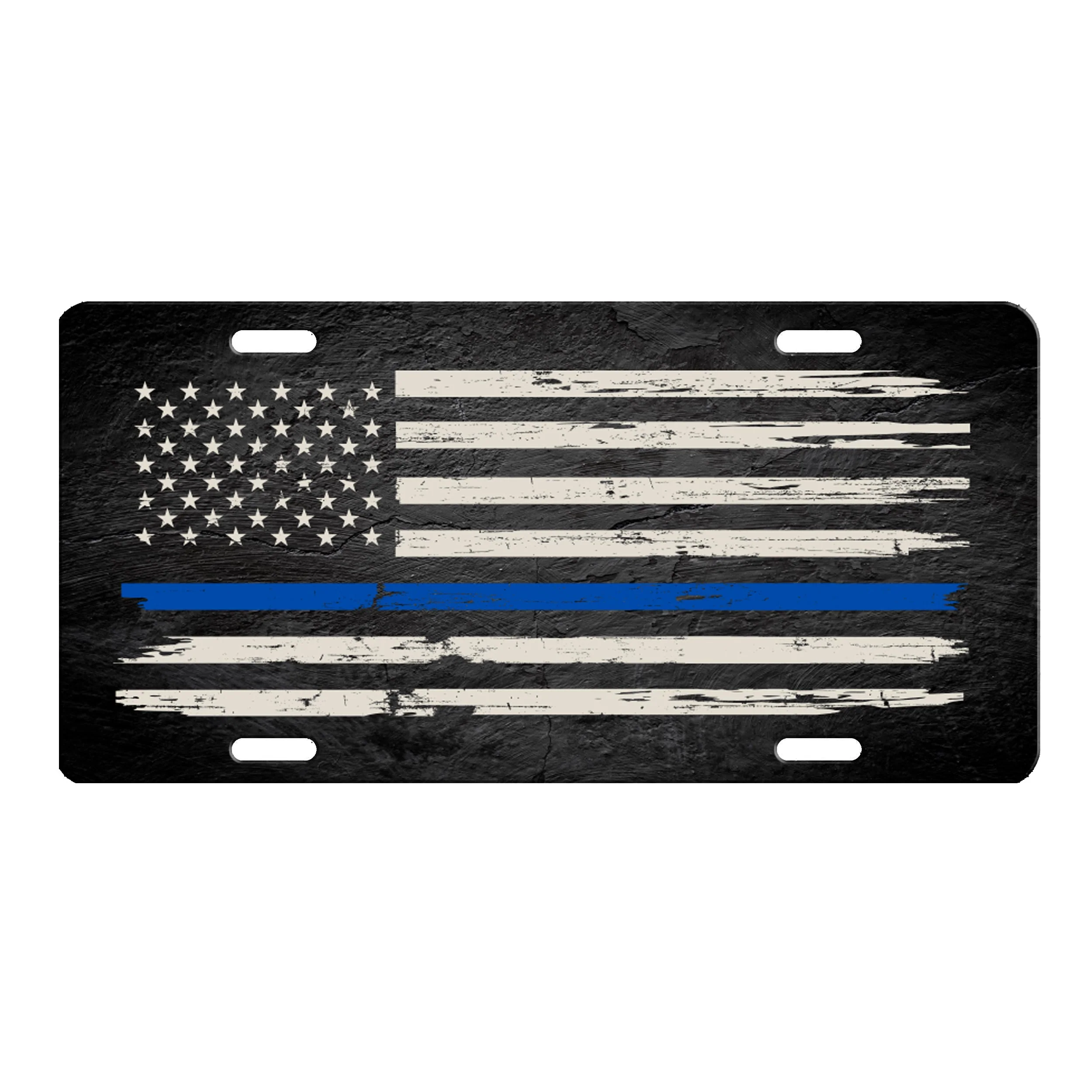 Vanity License Plate 12in x 6in-Thin Blue Line Flag - Image 1