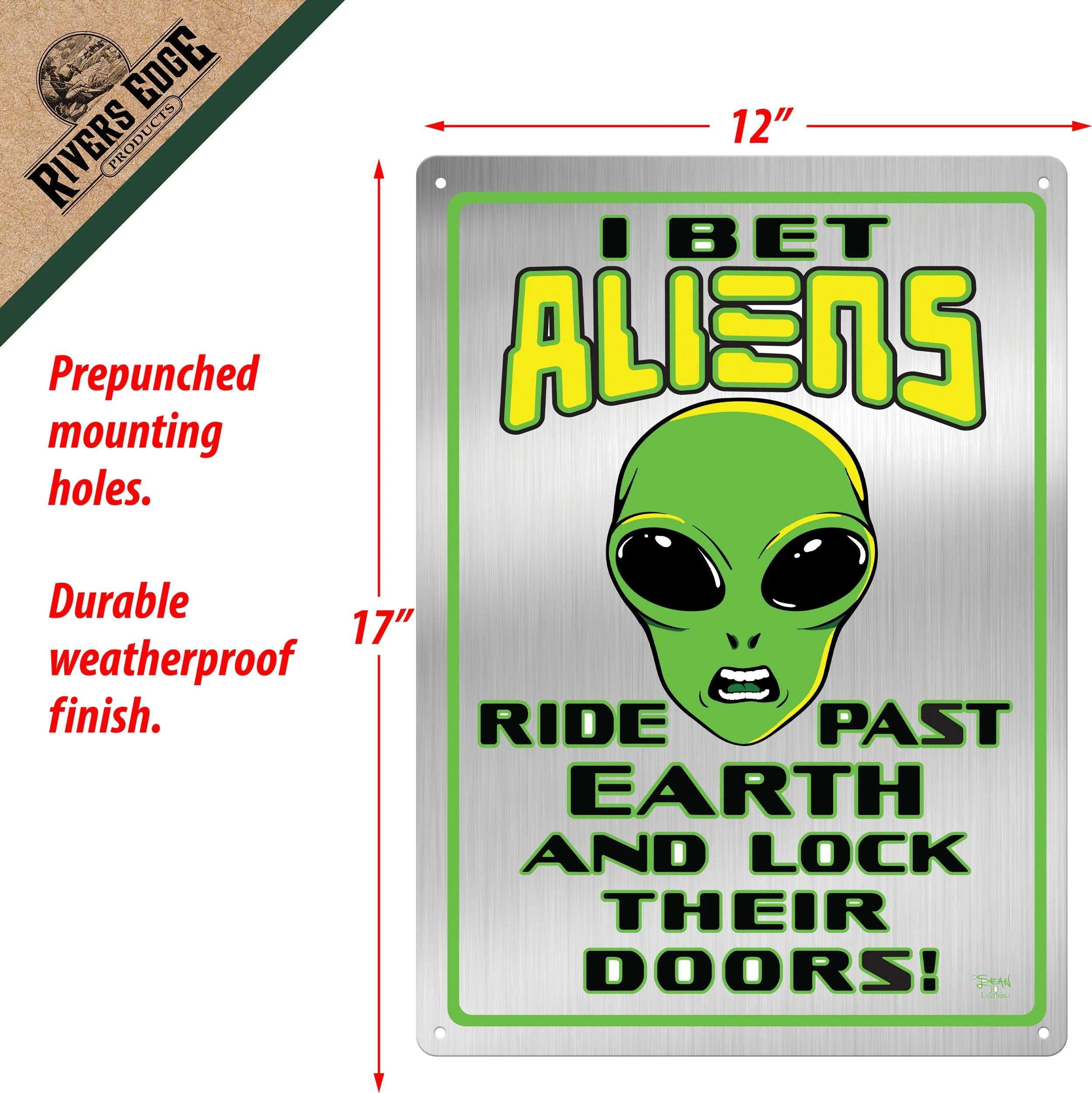 Tin Sign 12in x 17in-Aliens Lock Doors - Image 2