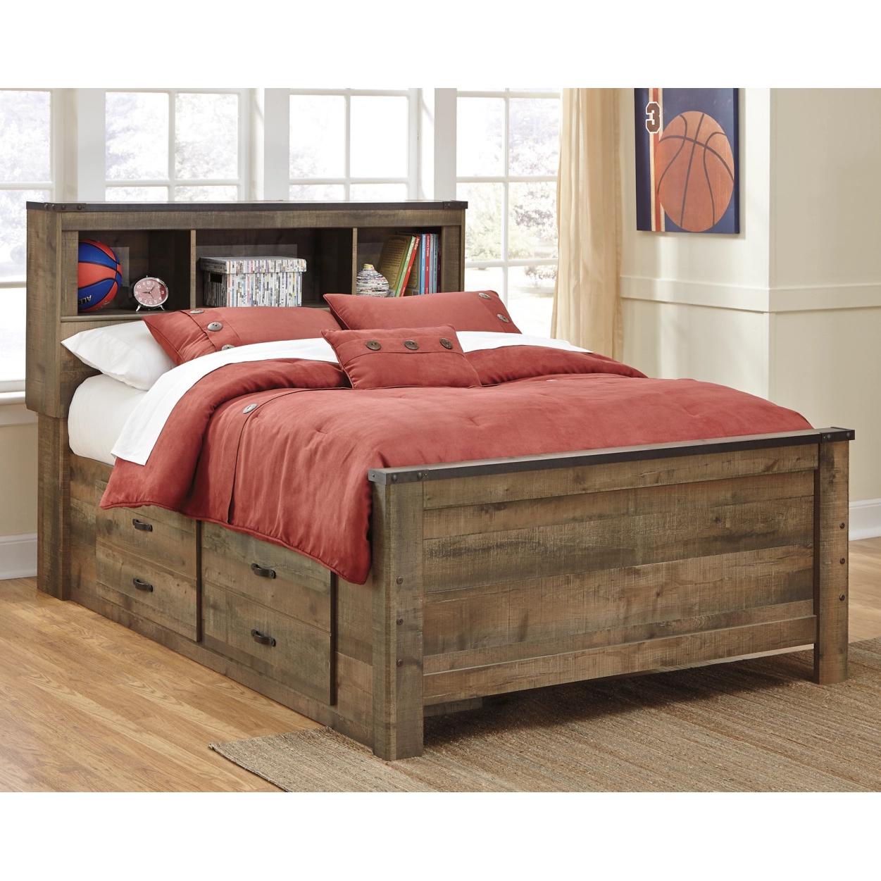 Signature Design by Ashley Trinell B446B16 Full Bookcase Bed with 2 Storage Drawers - Image 2