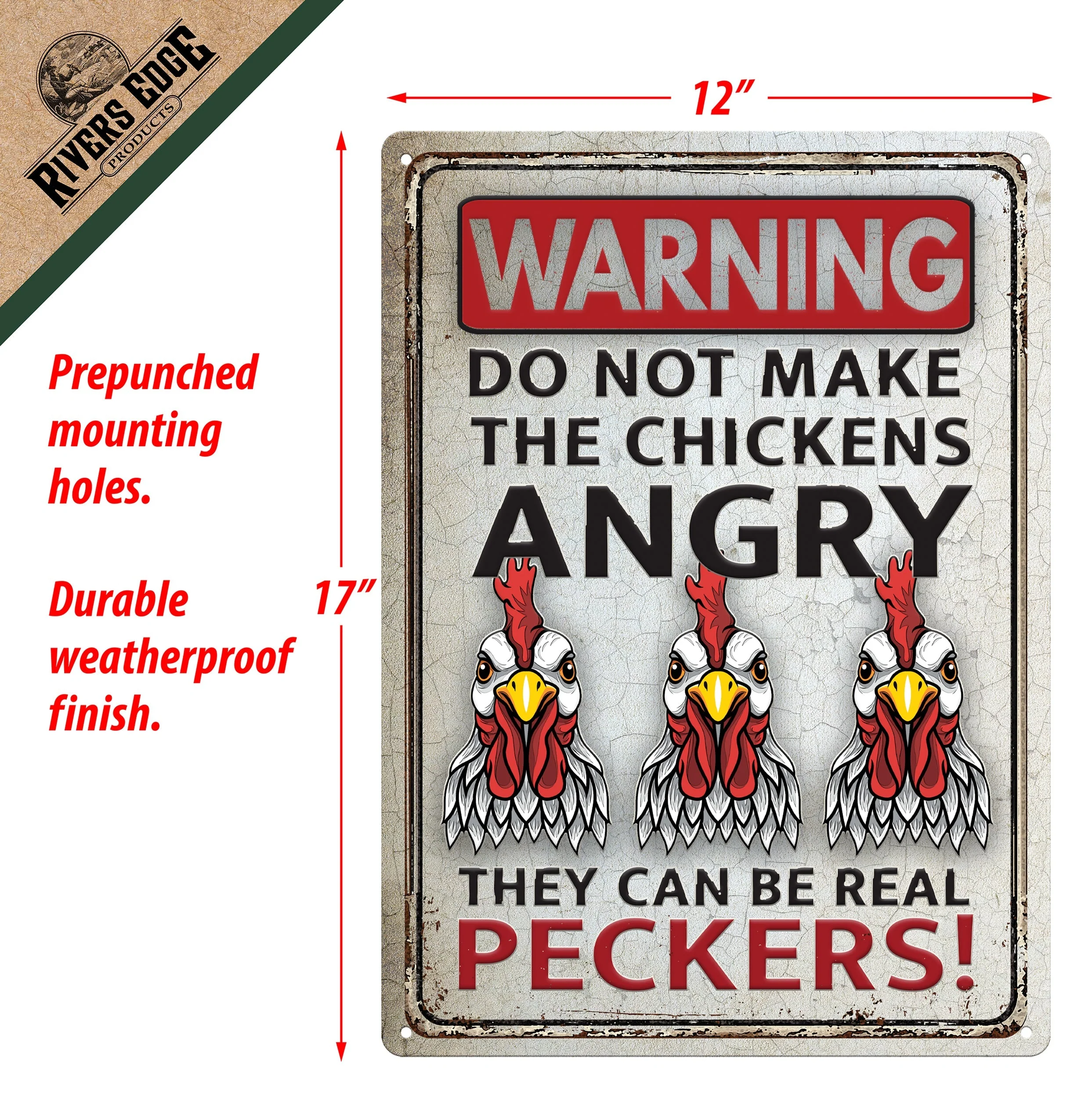 Tin Sign 12in x 17in-Do Not Make Chickens Angry - Image 2