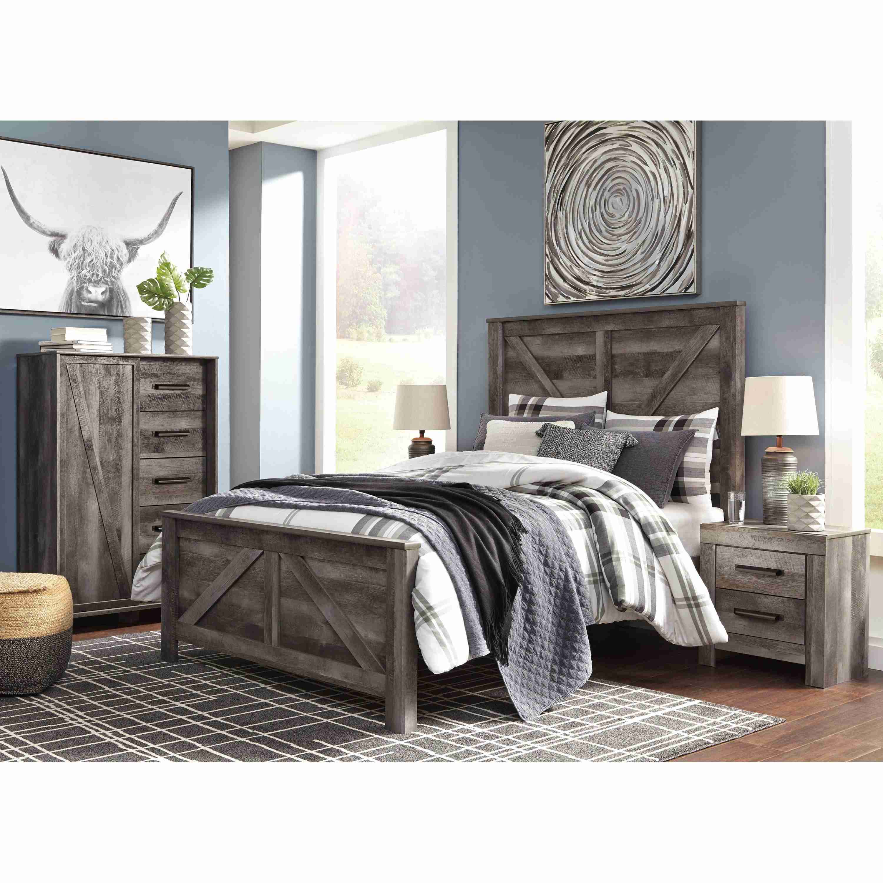 Signature Design by Ashley Wynnlow B440B24 6 pc Queen Crossbuck Panel Bedroom Set - Image 2