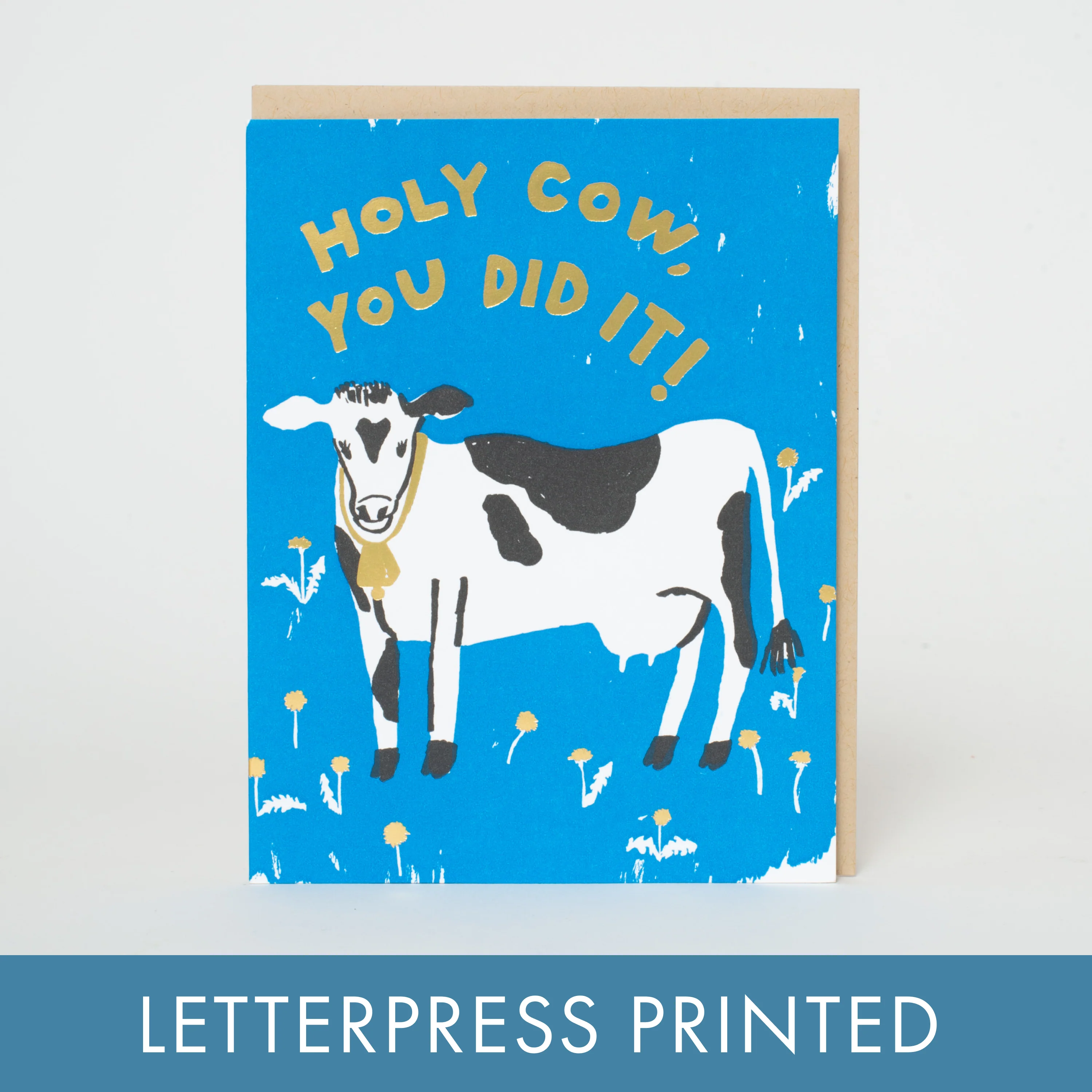 Holy Cow Congrats Letterpress Greeting Card by Egg Press