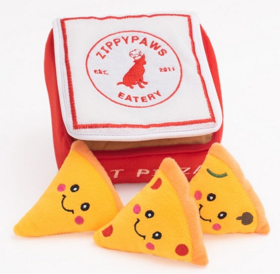 ZippyPaws pluszowa norka dla psa pudełko pizzy - zabawa w wyszukiwanie z piszczałkami - Image 2