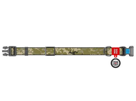 Collar WauDog Nylon Obroża nylonowa z QR-paszportem, plastikowy fastex, wzór MILITARY, L 25mm/33-49cm - Image 2