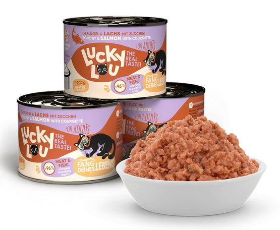 Lucky Lou Lifestage Adult Drób i łosoś puszka 200g - Image 2