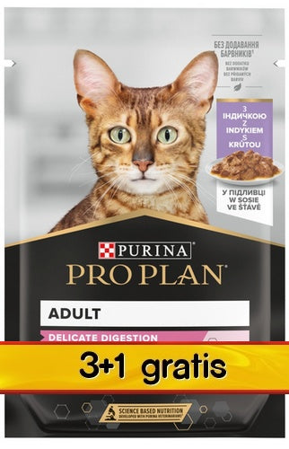 Purina Pro Plan Cat Delicate indyk saszetka 4x85g 3+1 gratis - Image 1