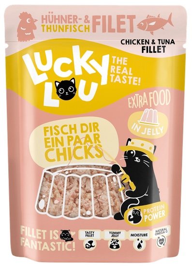 Lucky Lou Extrafood tuńczyk i kurczak w galaretce saszetka 70g - filetowy topper bez zbóż - Image 2