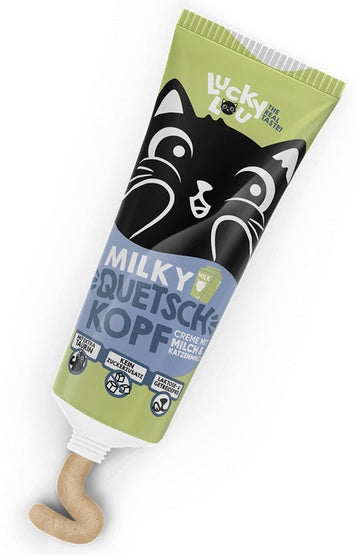 Lucky Lou Quetschköpfe Mleko pasta 75g – bez laktozy, z tauryną (przysmak w tubie dla kota) - Image 2