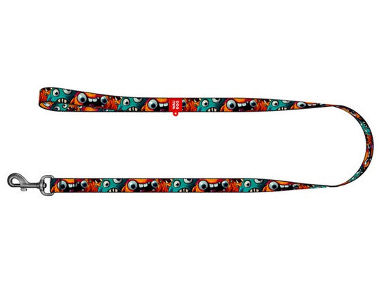 Collar WauDog Nylon Smycz nylonowa M 20mm/200cm, wzór ZĘBATE POTWORY - Image 2