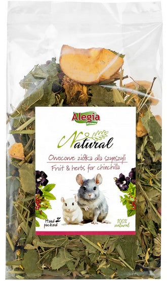 Alegia Natural owocowe ziółka dla szynszyli 130g - ręcznie pakowana mieszanka z owocami - Image 2