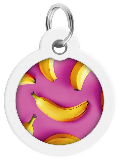 Collar WauDog Smart ID Zawieszka z QR-paszportem okrągła 3cm banany na różu - Image 2