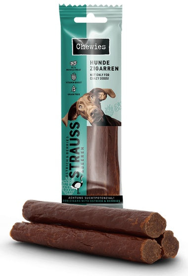 Chewies Hundezigarren Straub & Beeren - struś & owoce 75g - Image 1