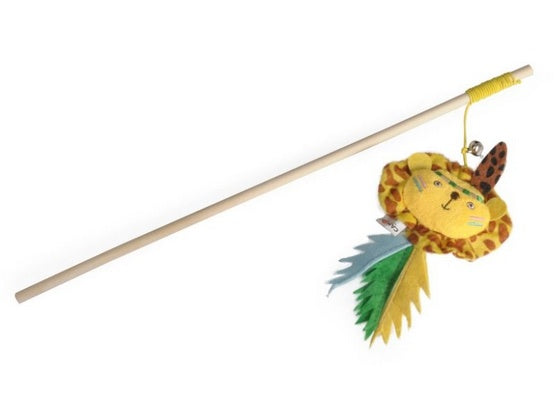 Camon Cat Toy wędka drewniana z dzwonkiem i kocimiętką jungle - pobudza instynkt łowiecki - Image 2