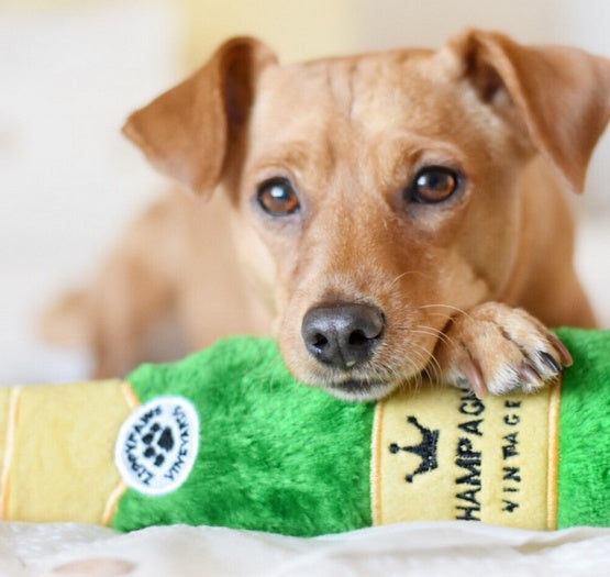 ZippyPaws pluszowa trzaskająca butelka Champagne - wymienna butelka w środku - Image 2