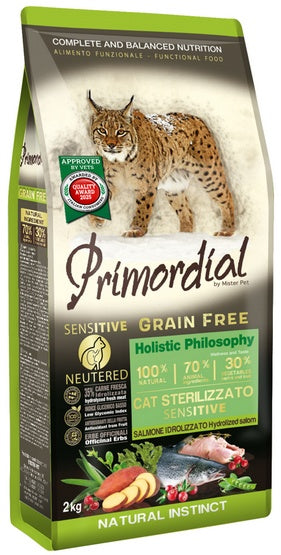 Primordial Cat Grain Free Neutered Sensitive Salmon 2kg – bezzbożowa receptura dla wrażliwych kotów po sterylizacji