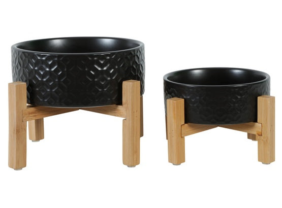 Zolux miska ceramiczna Keramo Solo 300 ml czarna - na stabilnym stojaku bambusowym - Image 2