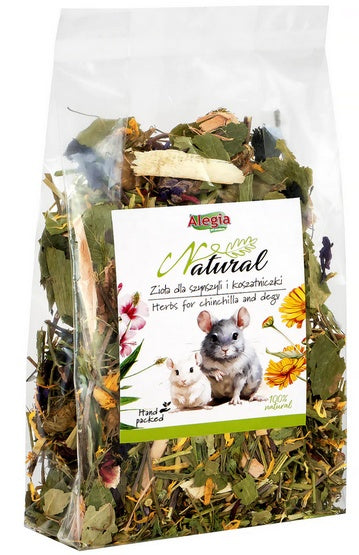 Alegia Natural zioła dla szynszyli i koszatniczki 100 g - ręcznie pakowana mieszanka z korą wierzby - Image 2