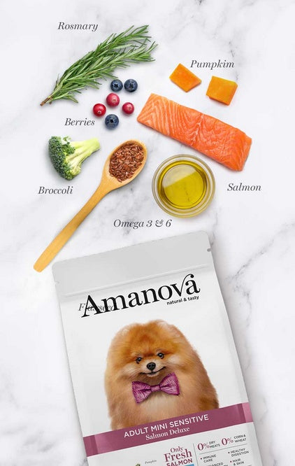 Amanova dog adult mini sensitive salmon deluxe – łosoś dla wrażliwych psów małych ras 800g - Image 2